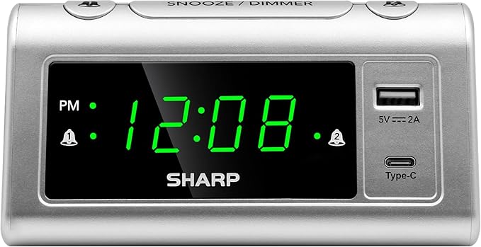 Amazon.com: Sharp Alarm Clock for Bedrooms, Super Fast USB-C Charging ...