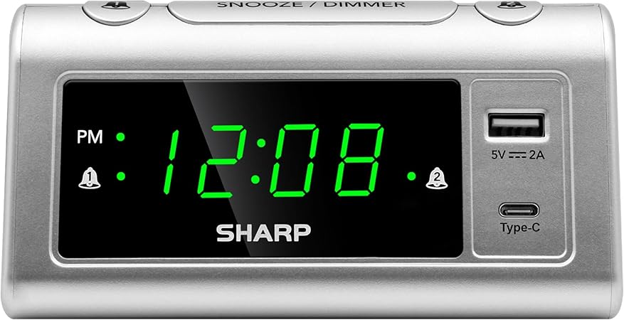 Amazon.com: Sharp Alarm Clock for Bedrooms, Super Fast USB-C Charging ...