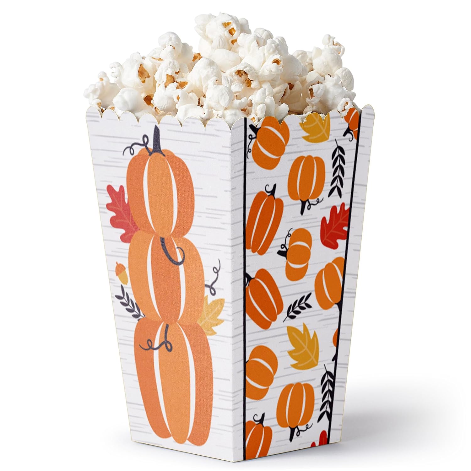 Fall Pumpkin Popcorn Boxes - Halloween Party Treat Boxes - 12 Ct | Treat Box for Snacks, Candy, Small Party Favors, Halloween or Thanksgiving Party Supplies, Heavy-duty Cardstock, USA-made
