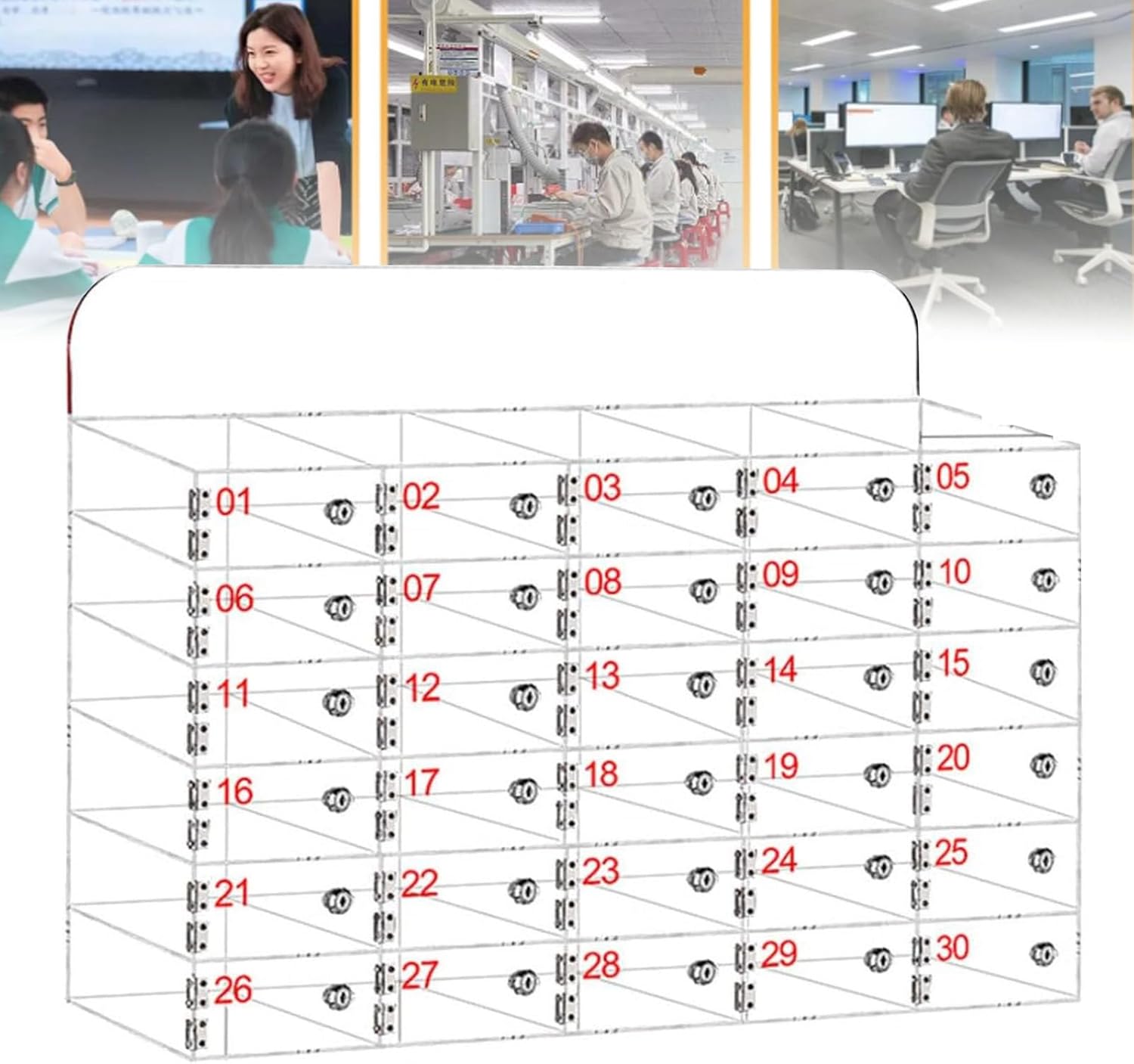 Mobile Phone Storage Box Transparent Acrylic Mobile Phone Security Locker with Key,Acrylic Phone Storage Box with Keys - Wall-Mounted Cell Phone Locker, Freestanding Organizer for Classroom