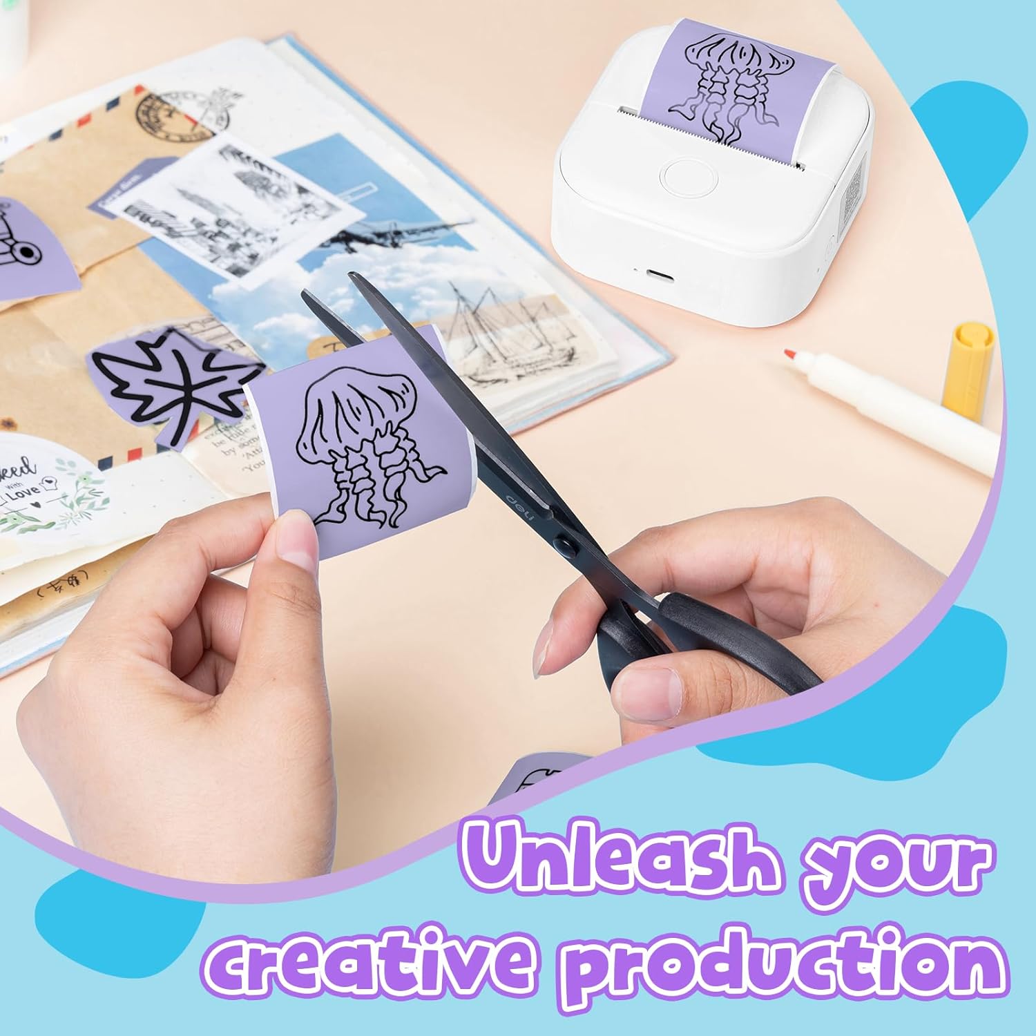 Phomemo Purple Self-Adhesive Thermal Paper, Glossy Printable Sticker Paper for Phomemo T02/M02X/M02L/Y02C/Q02 Mini Sticker Printer, 50mm x 3.5m, Diameter 28mm, 3-Rolls, Image Time 20 Years - Image 5