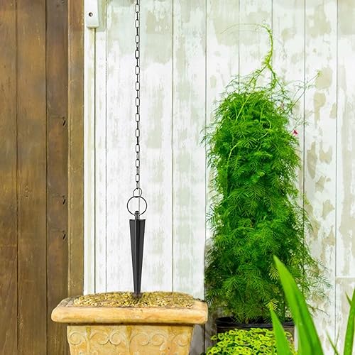 Miniatura 5 de Tfro & Cile Estaca de anclaje de cadena de lluvia Localizador de jardín de cono negro para canalón - 29.8 pulgadas de longitud