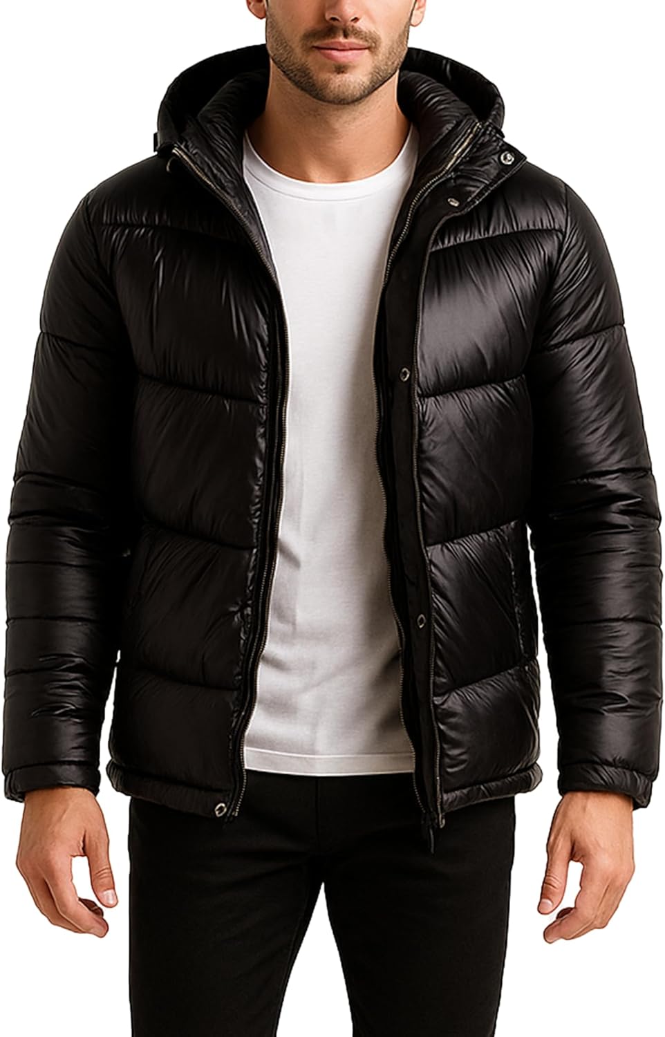 Southpole Mens Puffer Jacket - Lightweight Packable Hooded Puffer Jackets Puffy Winter Coats for Men Snow Ski Hiking (S-XL)