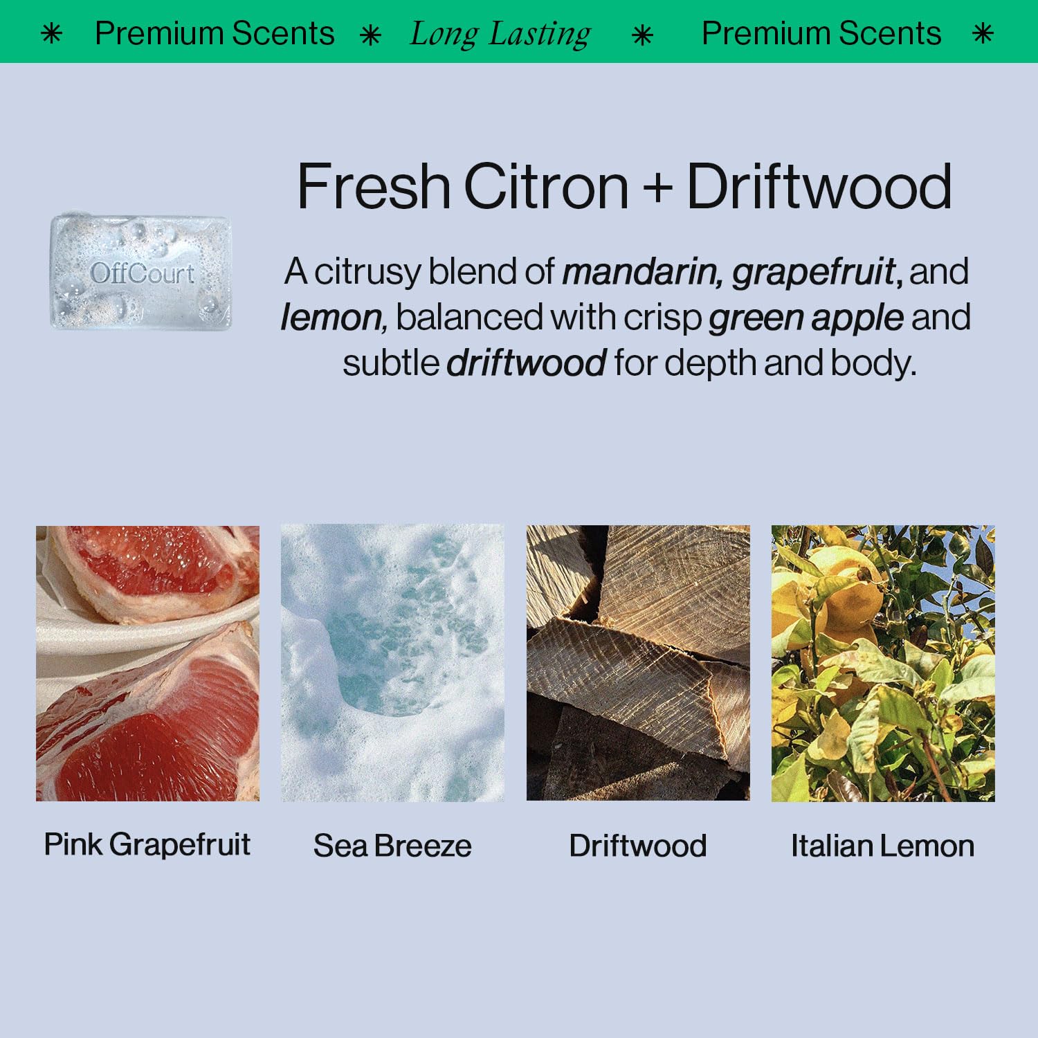 OffCourt Exfoliating Bar Soap – Whole Body, Deep Cleansing and Hydrating Soap for Men & Women - All Skin Types - Non-Drying Bar - Fresh Citrus Scent (5oz, 1 Pack) - Image 3