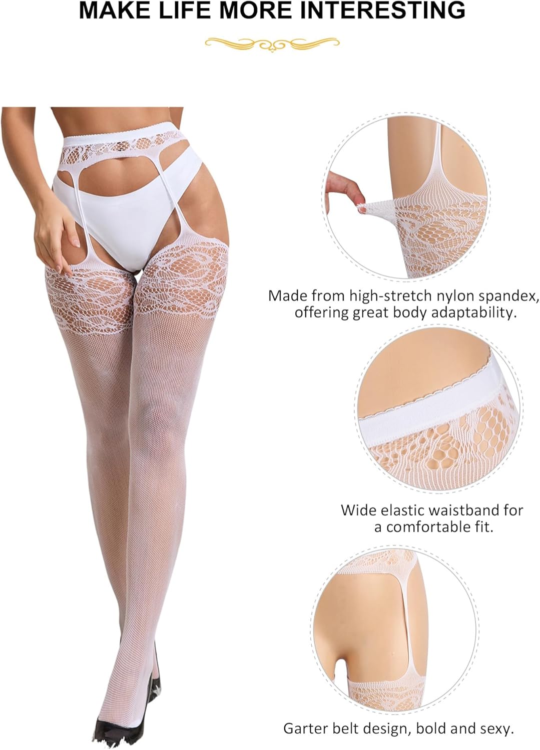 Suspender Tights Stockings for Women Sexy Lace Pantyhose with Garter Belt Plus Size XS-5XL - Image 5