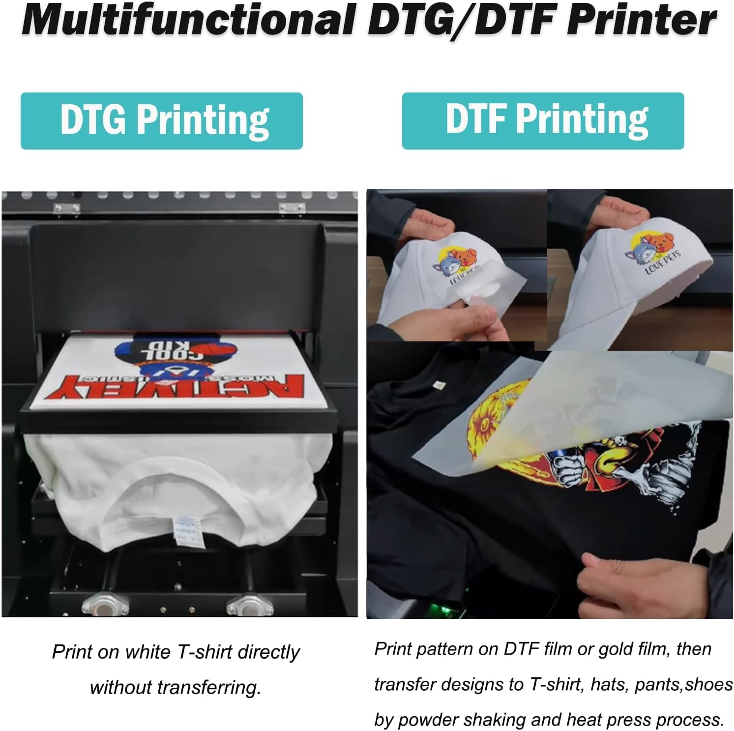 Image showing the printer actively printing a design onto a PET film.