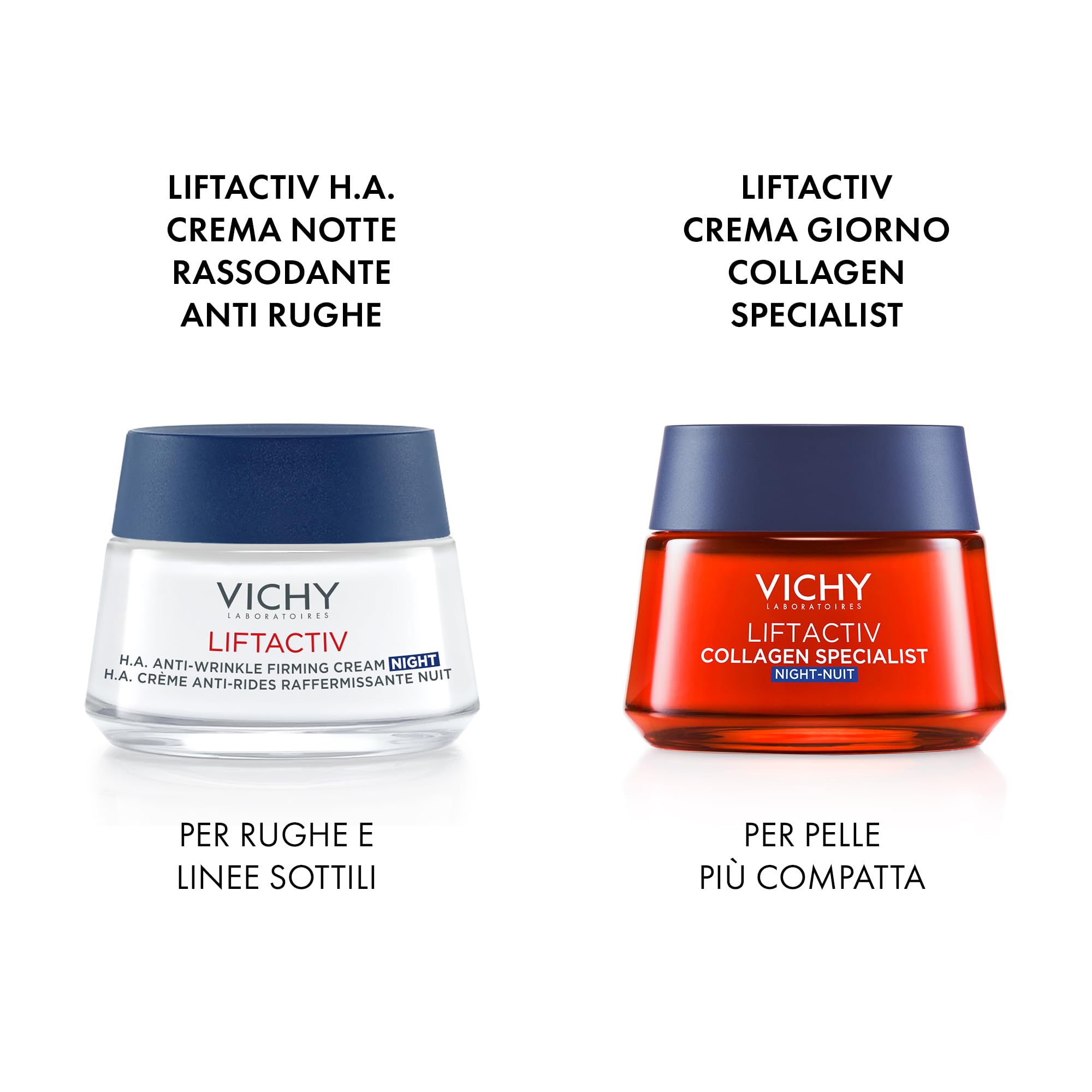 Vichy Liftactiv H.A. Crema Anti-Rughe Rassodante Notte con Acido Ialuronico Puro, Ramnosio e Vitamina C, 50 ml