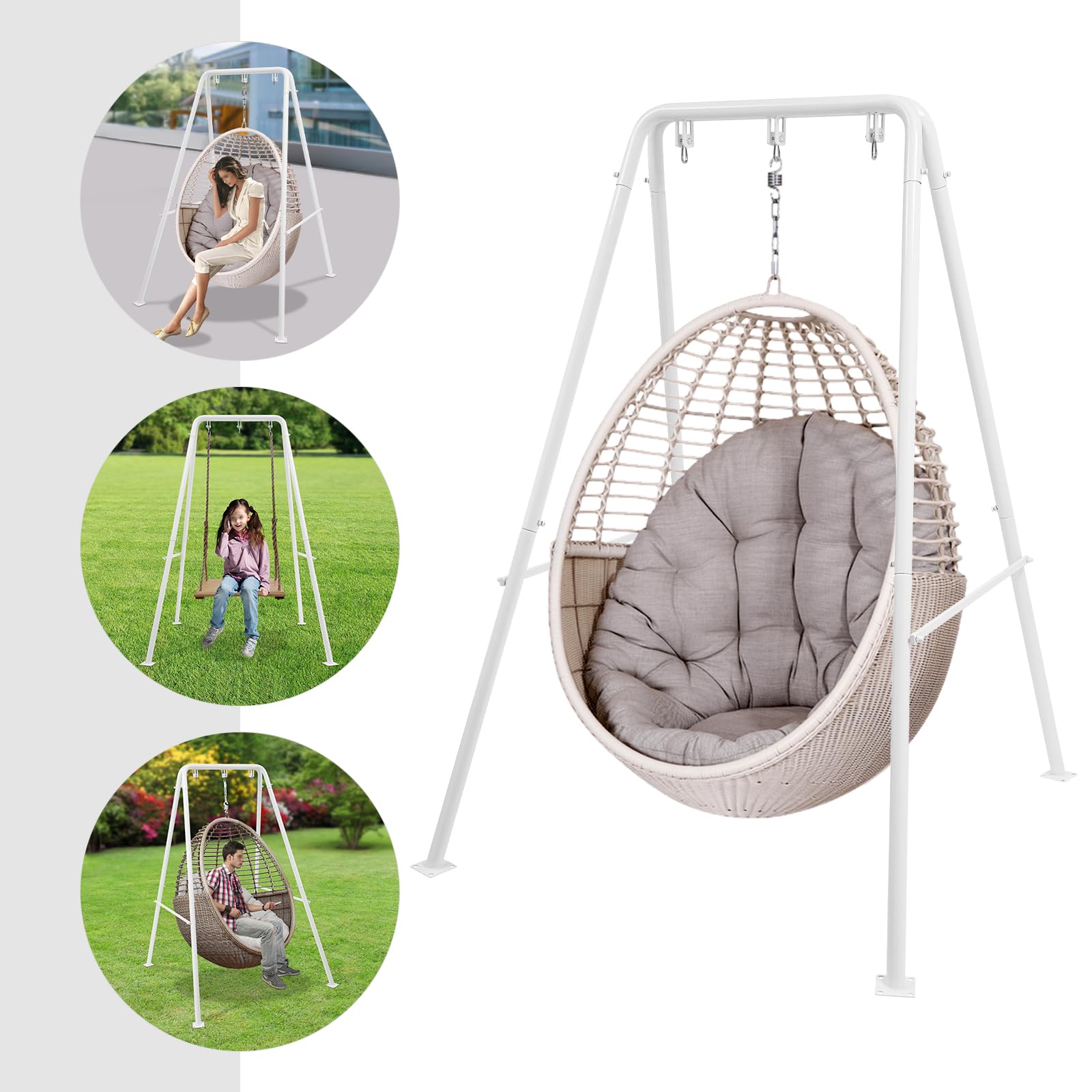Estructura de silla colgante, estructura de metal para sillón colgante, estructura de silla colgante para interior/exterior, resistente estructura de hamaca, fácil de montar (silla colgante no
