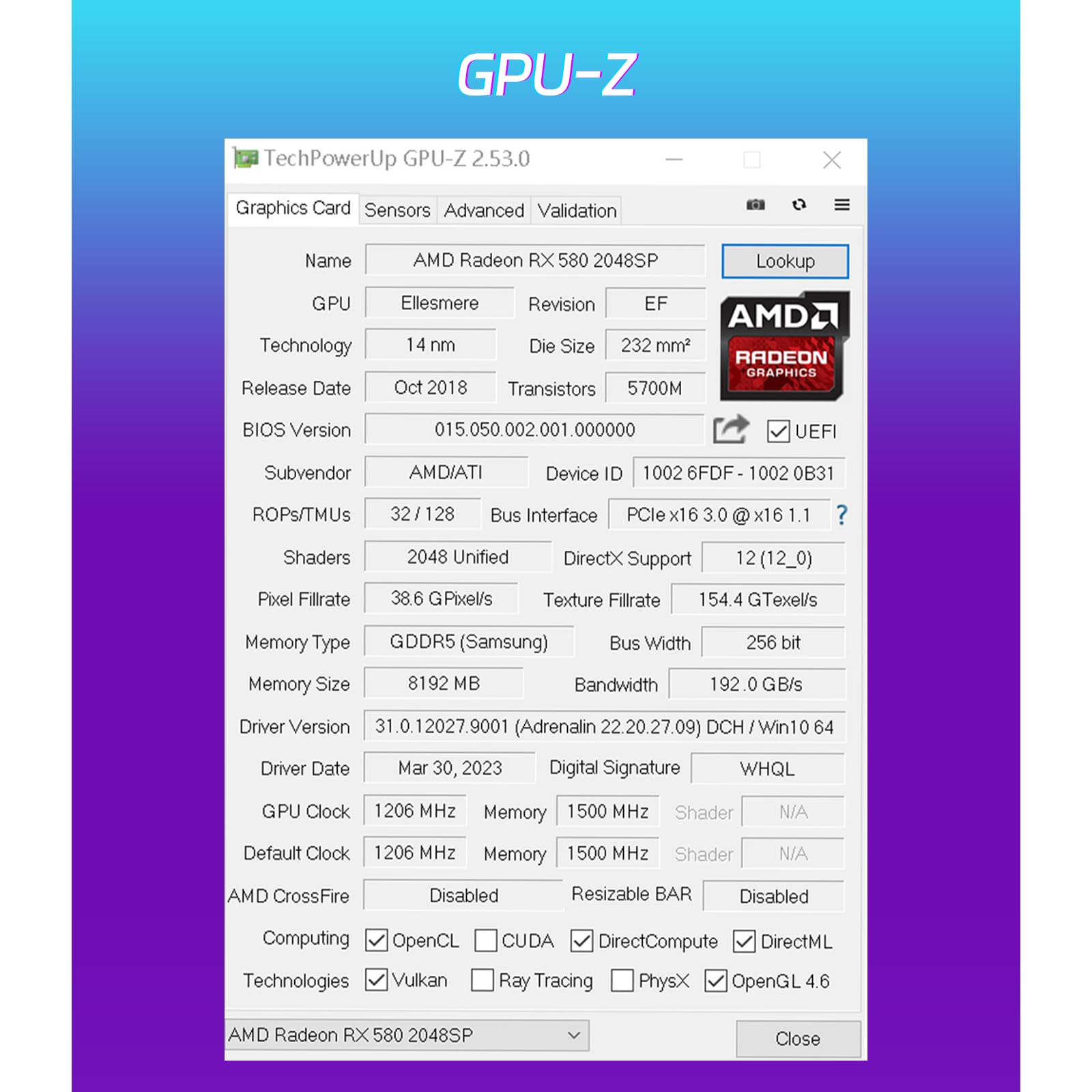 MOUGOL Tarjeta gráfica de video AMD Radeon RX580 de 8 GB con GDDR5 PCI Express de 256 bits x 16 3.0 equipada con ventiladores duales congelados para trabajar GPU para juegos