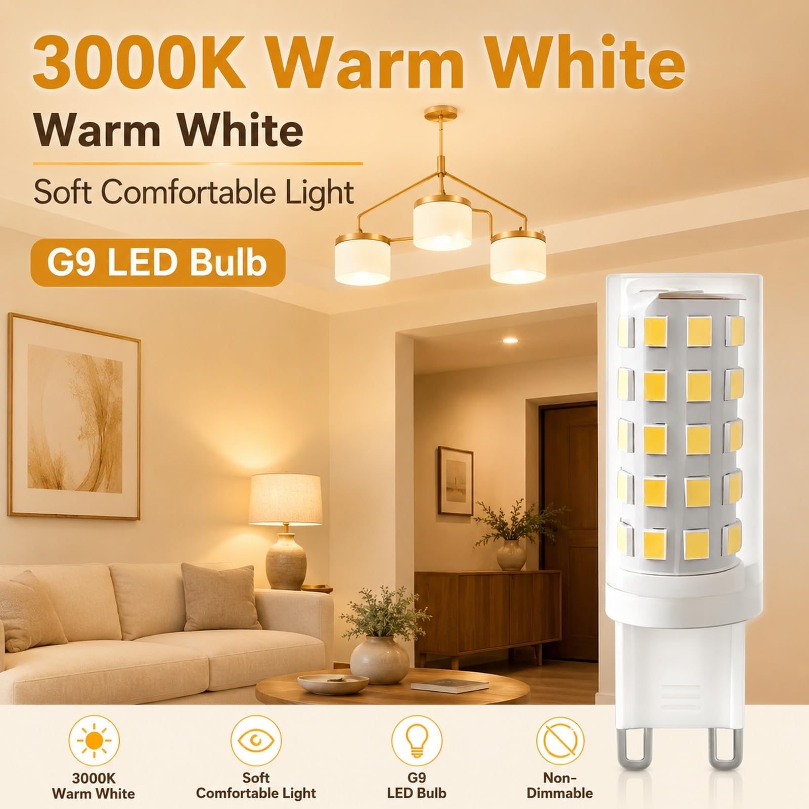 Lampadina LED a Mais G9 6W Equivalente 48W Luce Calda 3000K Anti-Sfarfallio CRI>80 Risparmio Brillante Camera Soggiorno Cucina Corridoio Non Dimmerabile Pacco da 7