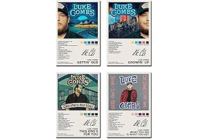 HOUKIG Luke Combs Poster Gettin' Old Poster Growin' Up Poster 4 Piece Set on Canvas