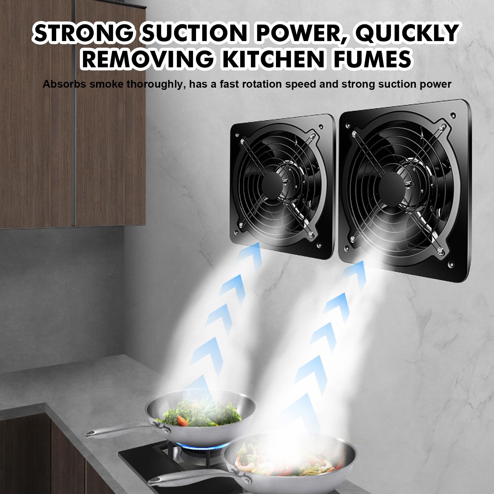 Ventilatore aspiratore con interruttore: ventilatore da bagno in metallo industriale, silenzioso, 600 m³/h, 6 pollici, potente ventilatore da parete, per cucina, bagno e cantina, 160 mm