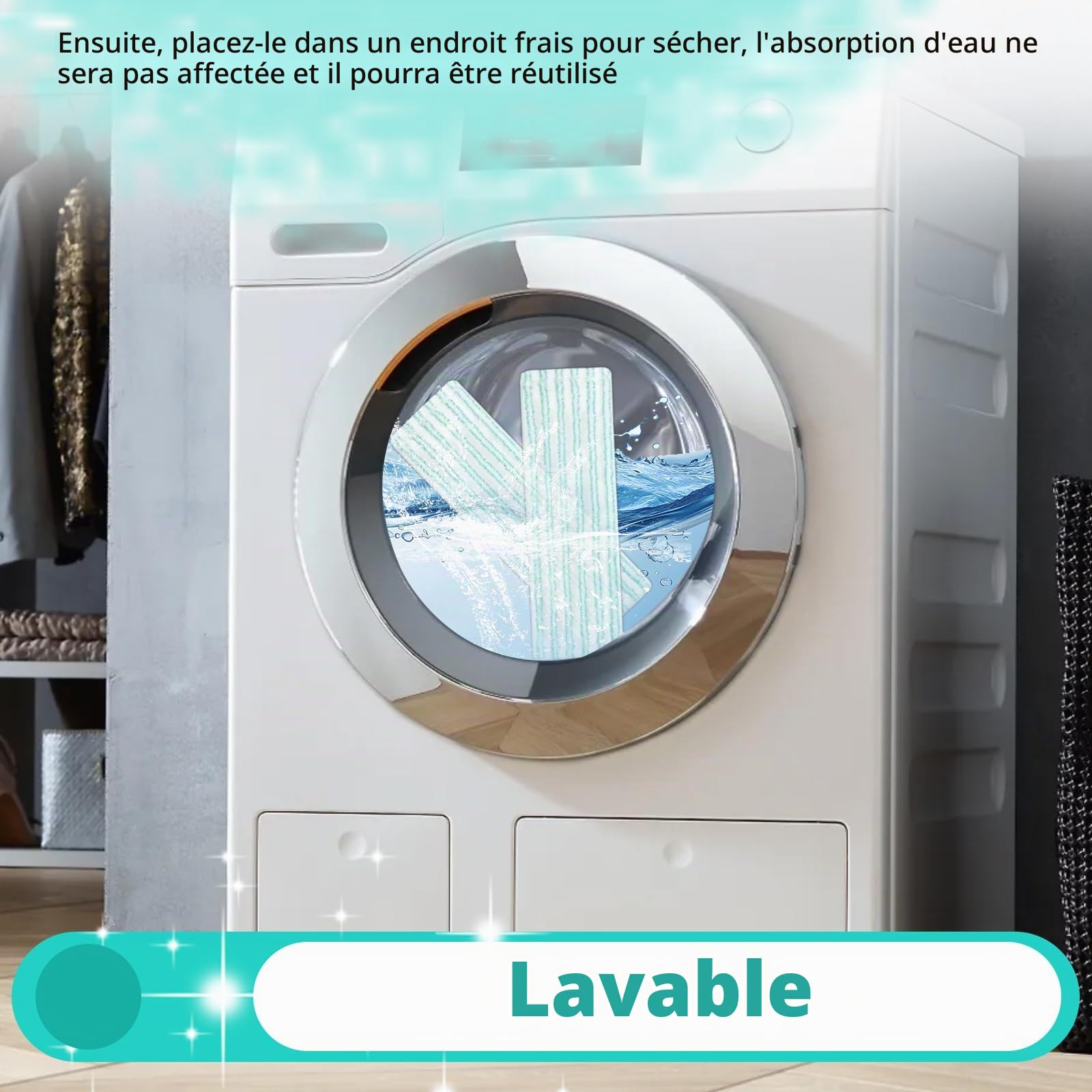 3 Pièces Serpillères de Rechange pour Leifheit Profi XL Micro Duo 47x15cm Housses de Rechange pour Leifheit Profi XL Cotton Plus, Housse de Rechange en Microfibres pour Tous Les Types de Sols