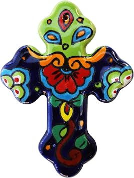 Fine Crafts Imports Rainbow Small Talavera Mexican Cross