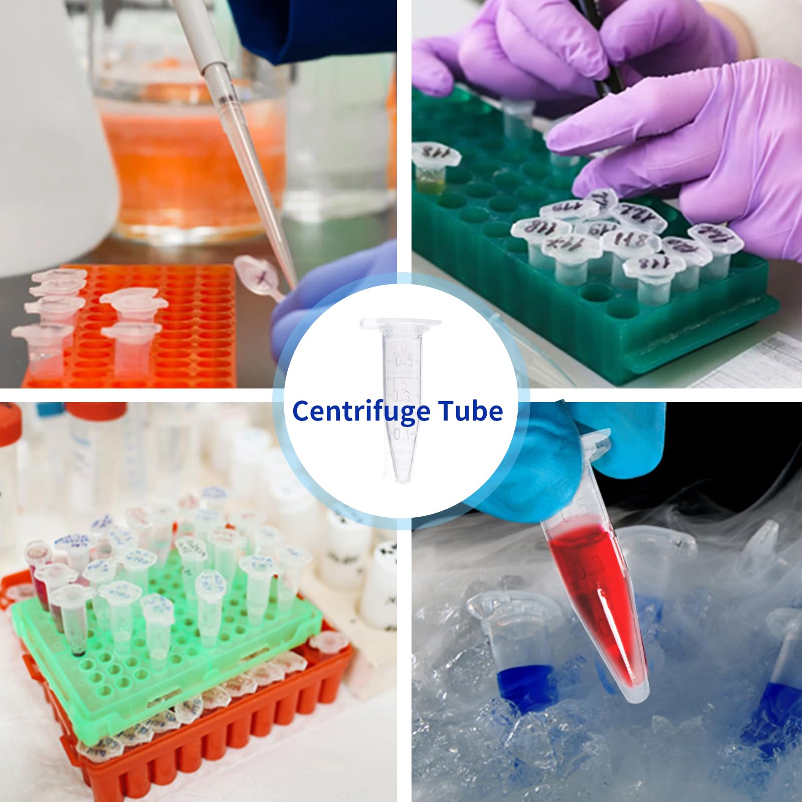 Tubos de microcentrífuga de 0,5 ml, 4000 unidades, tubos de centrífuga con tapa adjunta, tubos de plástico a presión de laboratorio, graduación transparente (paquetes de 10 bolsas)
