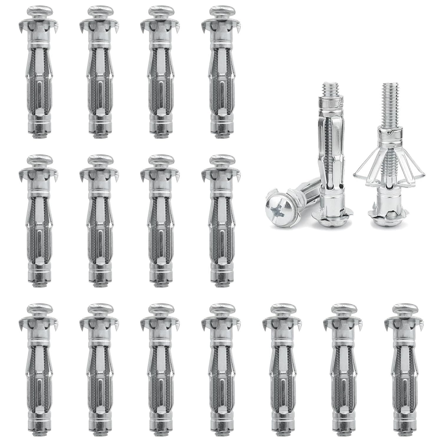 CRCFSUK 20Pcs M6x80mm Hollow Wall Anchors Metal Plasterboard Fixings, Heavy Duty Hollow Wall Fixings for Drywall, Tiles & Partition - Ideal for Fixing Shelves, Curtain Rails, Light Fittings