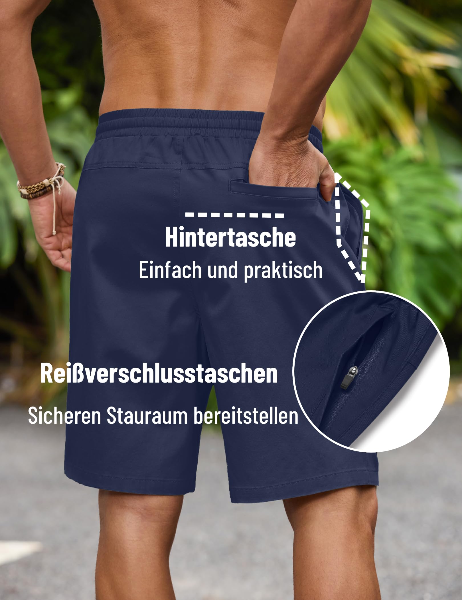 COOFANDY Kurze Hosen Herren Baumwolle Sommer Shorts mit Gummizug und Reißverschlusstaschen Atmungsaktiv Chino Bermuda für Sommer, Urlaub & Freizeit - 4