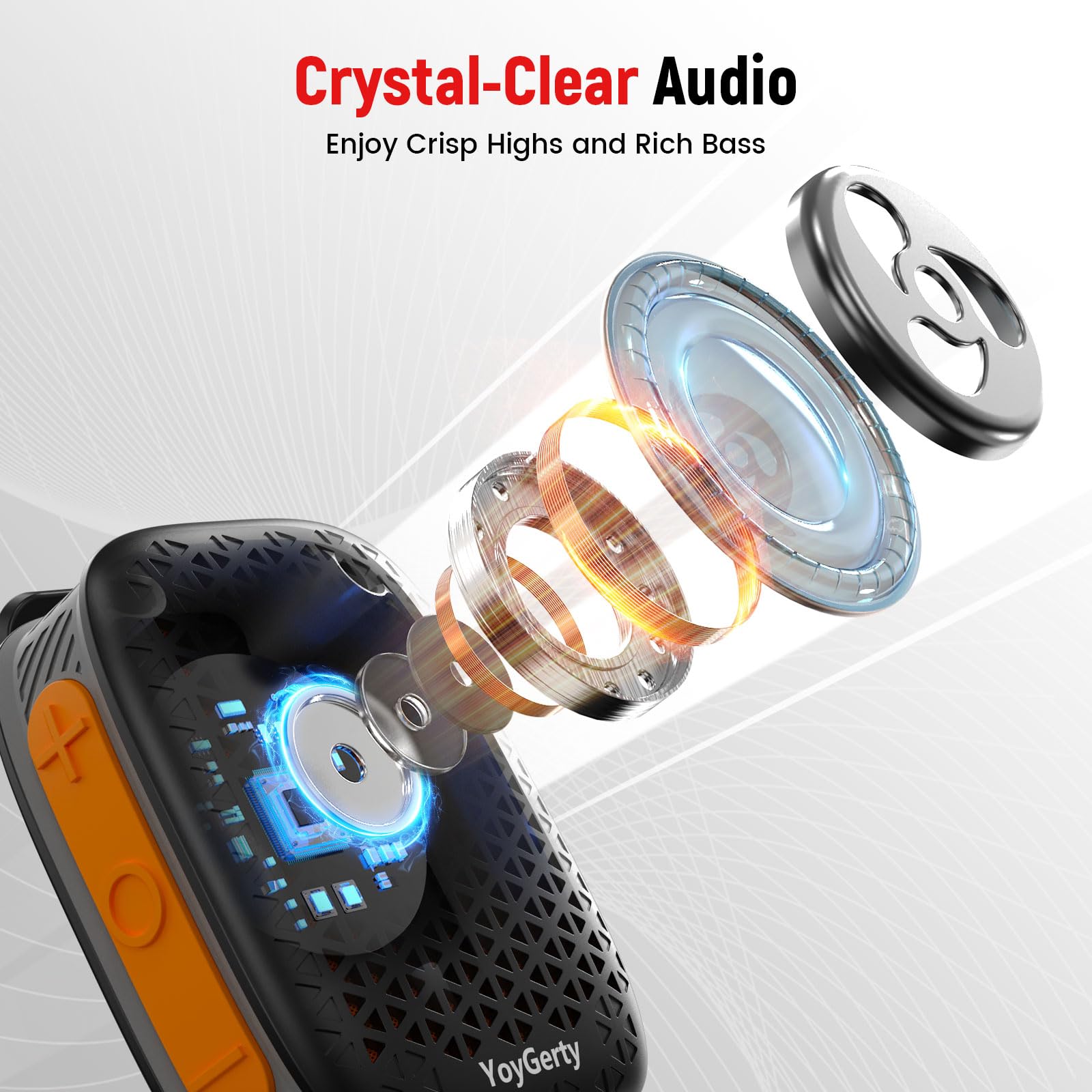 Altavoz Bluetooth 5.4 actualizado 2025, IPX7 impermeable, mini altavoces portátiles inalámbricos con clip, micrófono integrado, música manos libres/llamadas, para trabajo/ciclismo/hogar