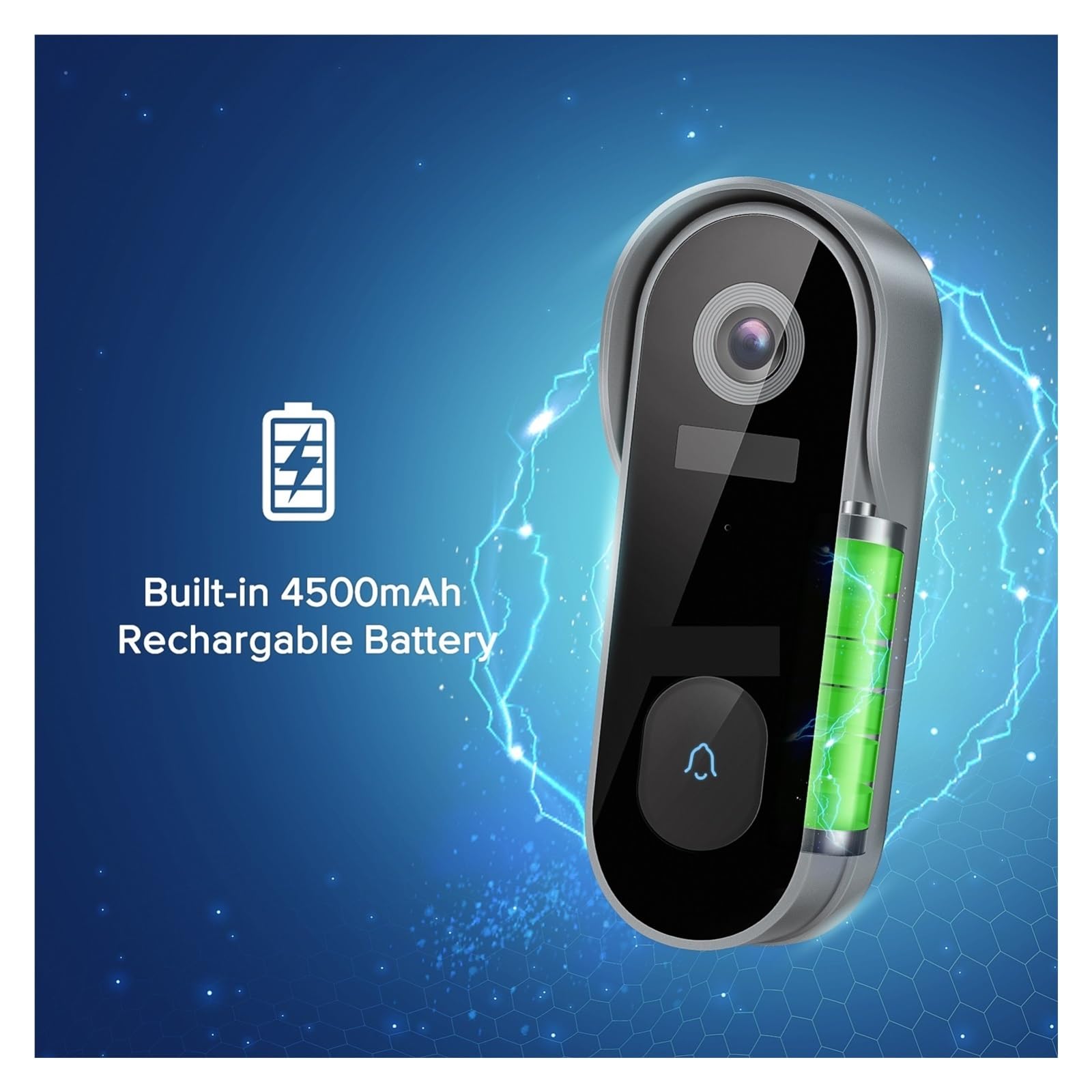 Timbre con Video Inteligente WiFi 1080P, Intercomunicador Recargable, Timbre con Alarma IR, Seguridad Inalámbrica