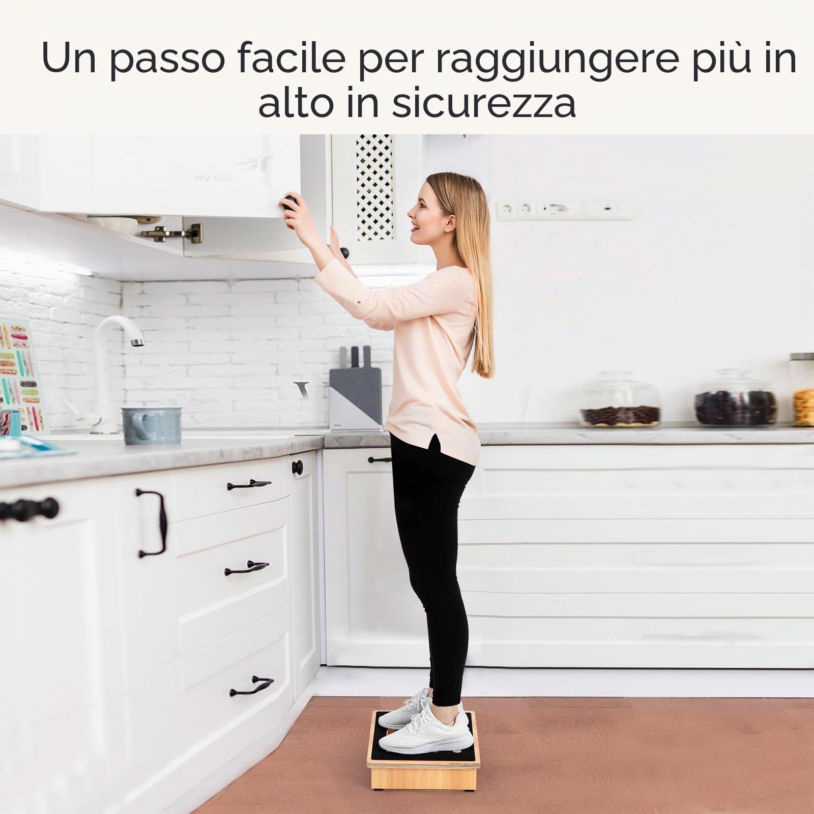 StrongTek Sgabello One Step per adulti con superficie antiscivolo in gomma per gradini e scalini portatili in legno, 199.6 kg, bagno o comodino, supporto per bambini e anziani (naturale)