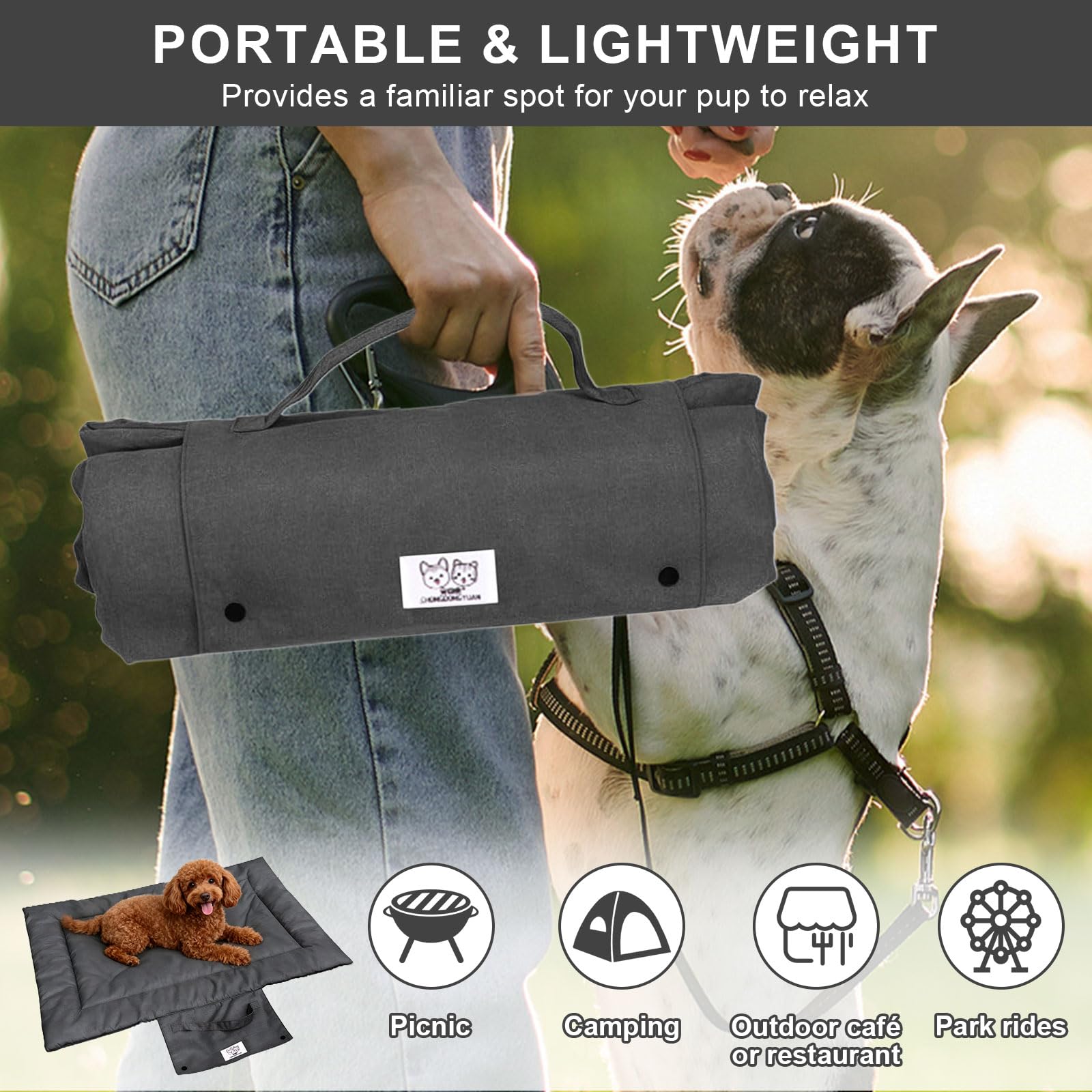 Hundedecke für Unterwegs,100x72 cm Hunde Decke Tragbar & Faltbar, Weiche Haustierdecke für Hunde & Katzen, Waschbar, Reise Hundedecke für Sofa, Auto & Outdoor Grau