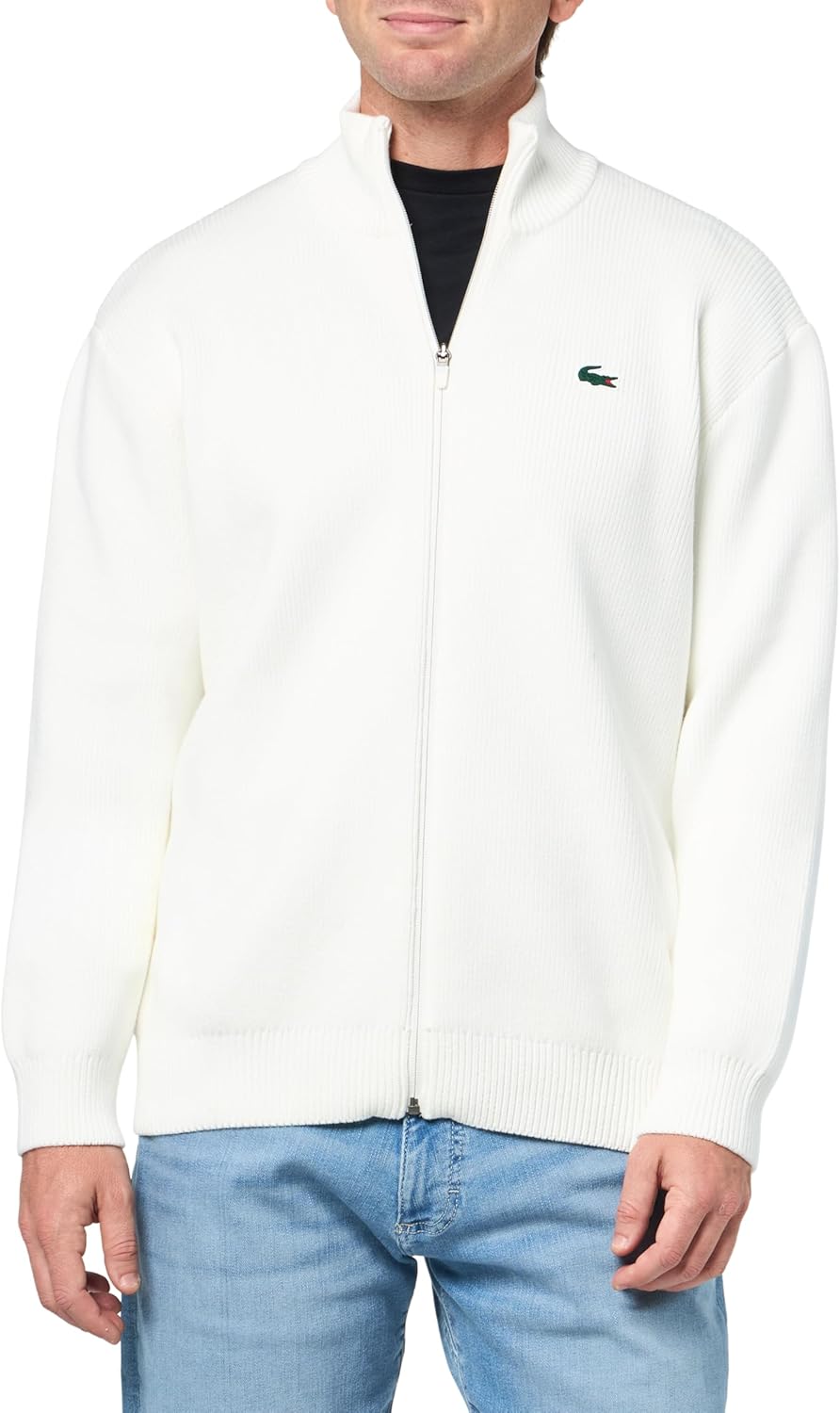 Lacoste Men's Ribbed Knit Zipped Golf Sweater