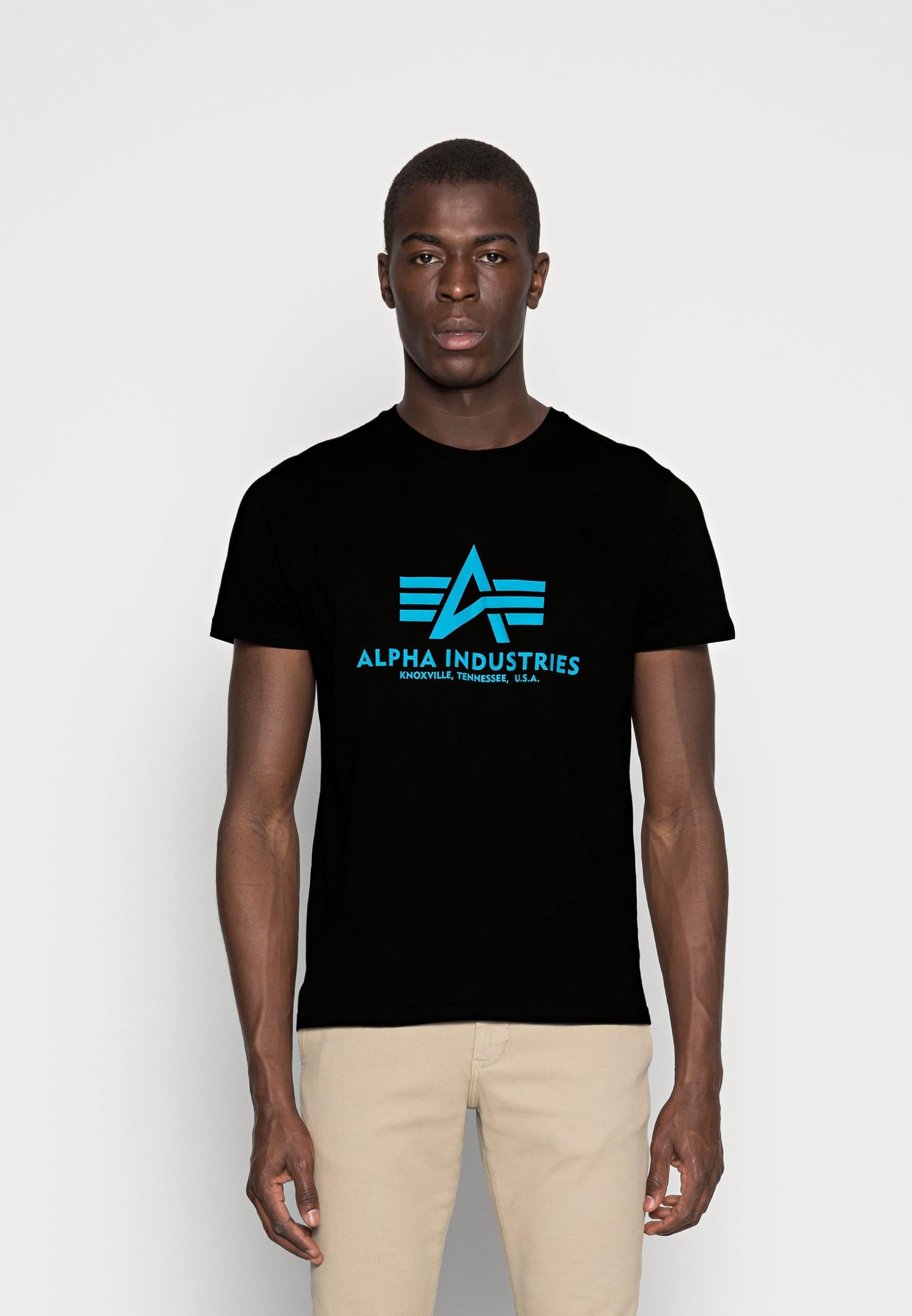 Alpha Industries Herren Basic Foil Print Für T-Shirt, Black/Blue, M EU – Ansicht 2