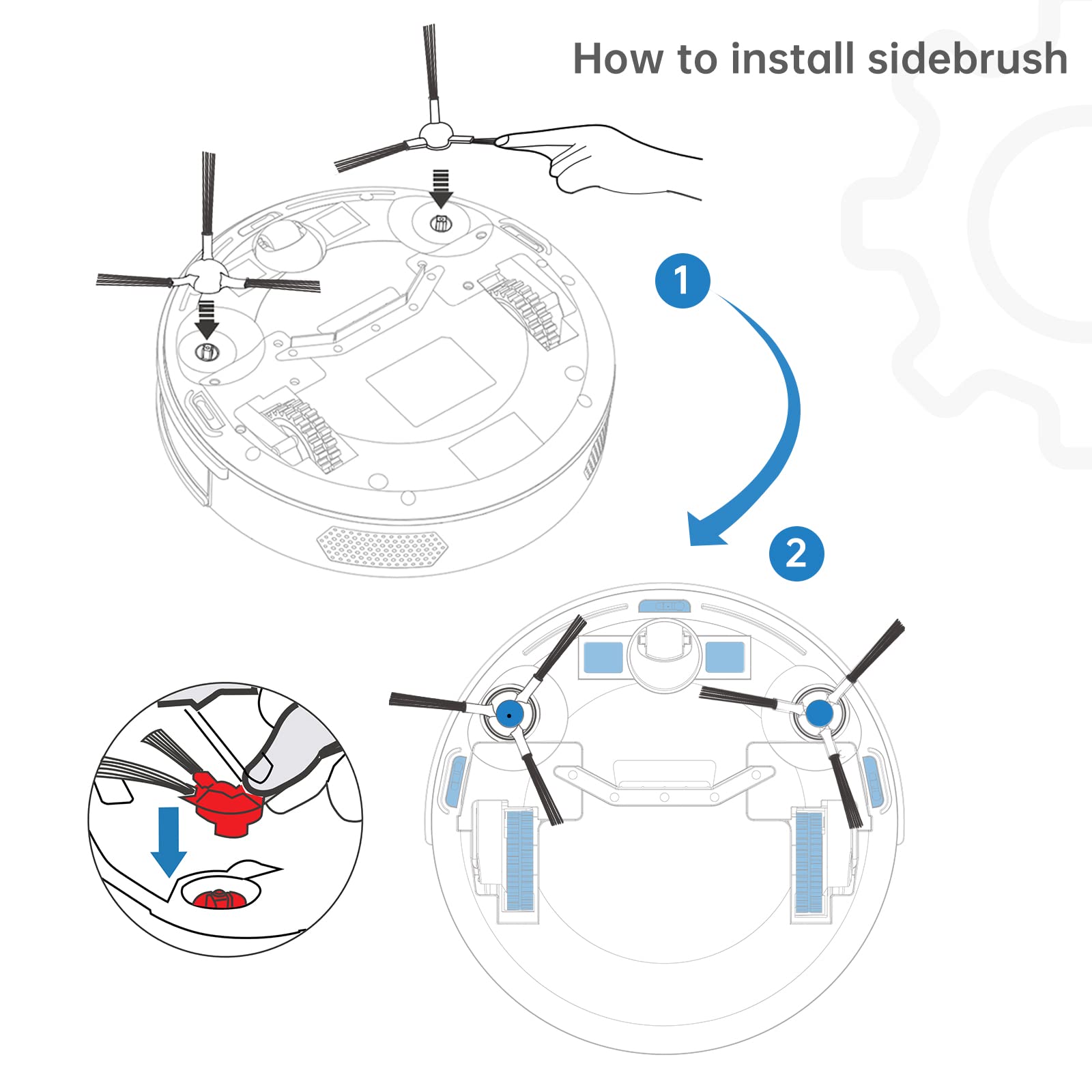 6 Spazzole Laterali Per Aspirapolvere Robot – Compatibili Con IKOHS NETBOT S15 - 6