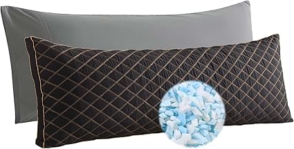 WhatsBedding Memory Foam Body Pillow for Adults, Long Pillow for Sleeping, Full Body Pillow for Bed - 20x54 inch, Black Quilted