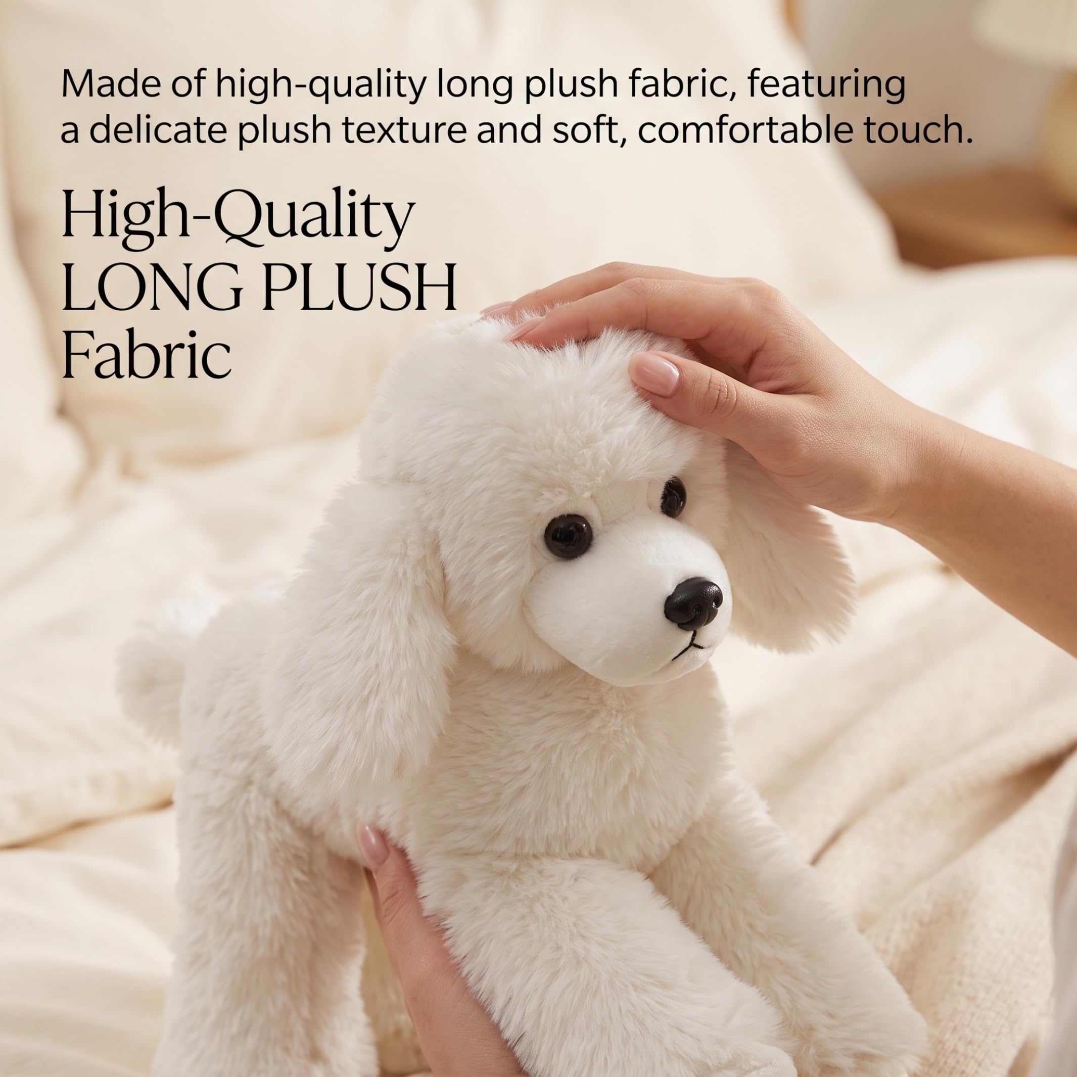 Peluche per Cani, Simpatico Giocattolo di Peluche Barboncino Realistico, per Bambini, Bianco, 12, 6 Pollici