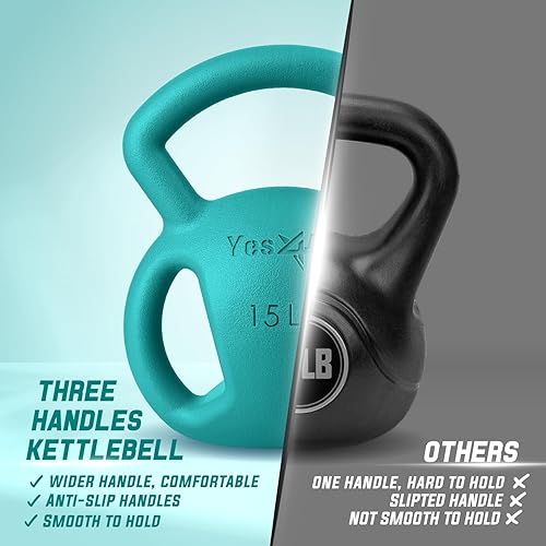 Miniatura 6 de Yes4All Kettlebell, Strength Training Kettlebells for Women, Wide Multi-grip Textured Handle for Home Gym Exercises & Full Body Workout, Single 525