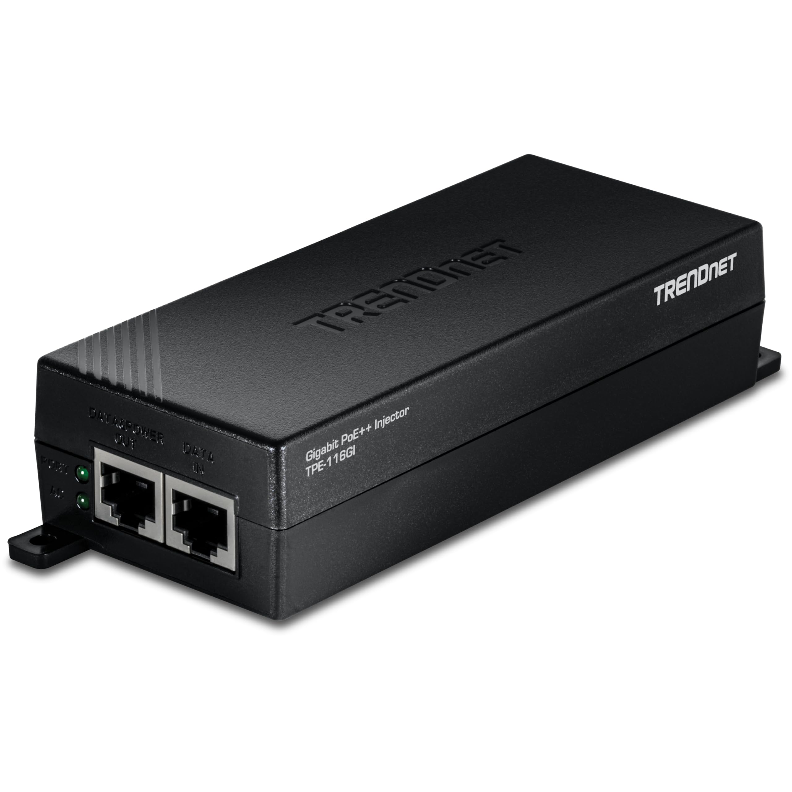 TRENDnet Iniettore Gigabit PoE++, TPE-116GI, fornisce PoE (15,4 W), PoE+ (30 W) o PoE++ (60 W), dispositivo PoE di rete A fino a 100 m (328 piedi), conforme NDAA e TAA, Plug & Play, nero