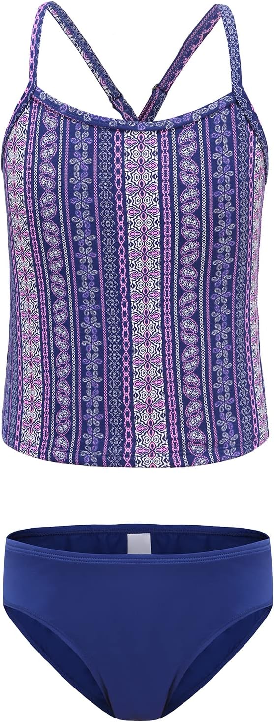 ガールズ ツーピース タンキニ 水着 ハワイアン フリル付き 水着 セット