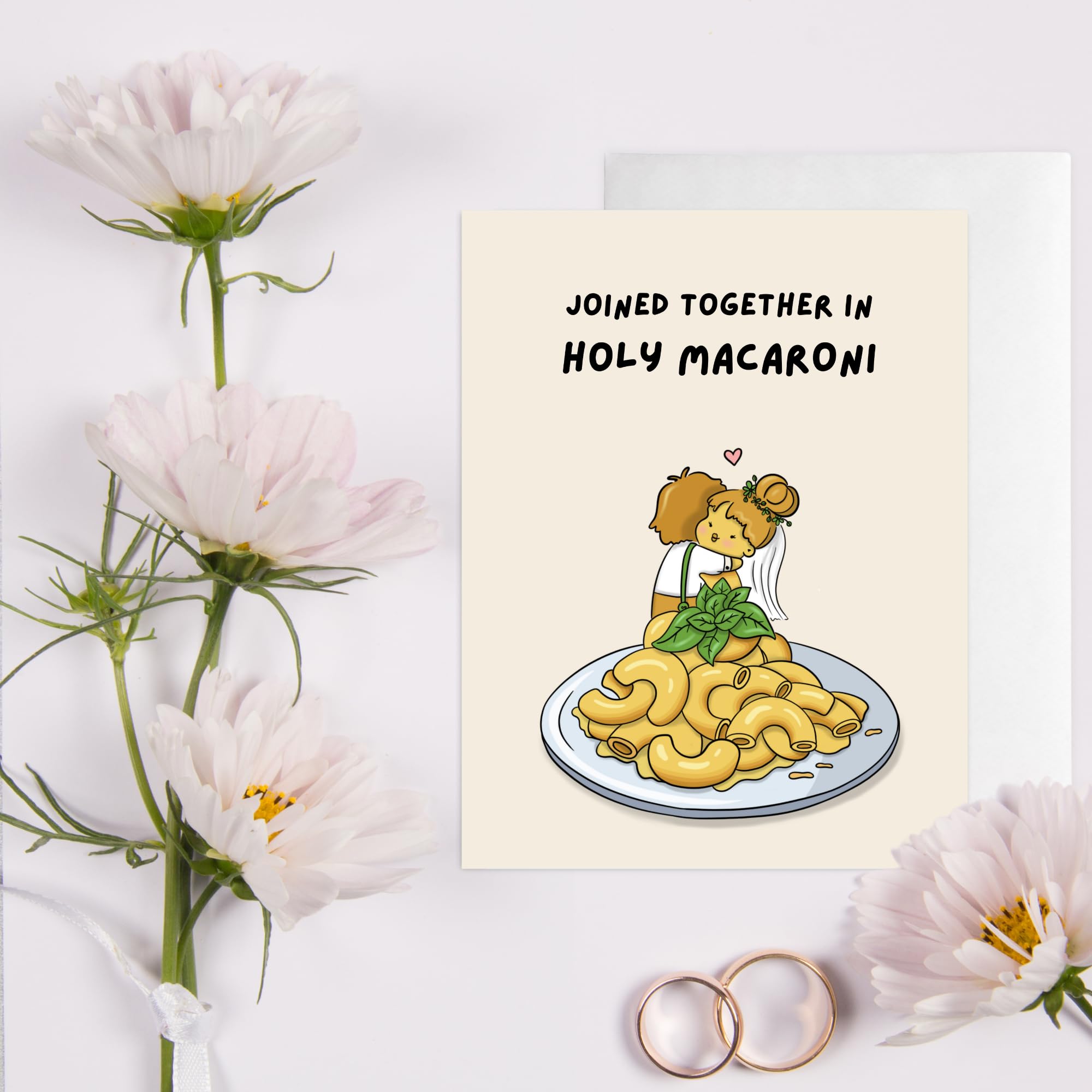 Funny Wedding Card for Bride Groom, Bridesmaid, Bachelorette, Couple, Husband, Wife, Him, Her, Cute Macaroni Punny Engagement - Image 2