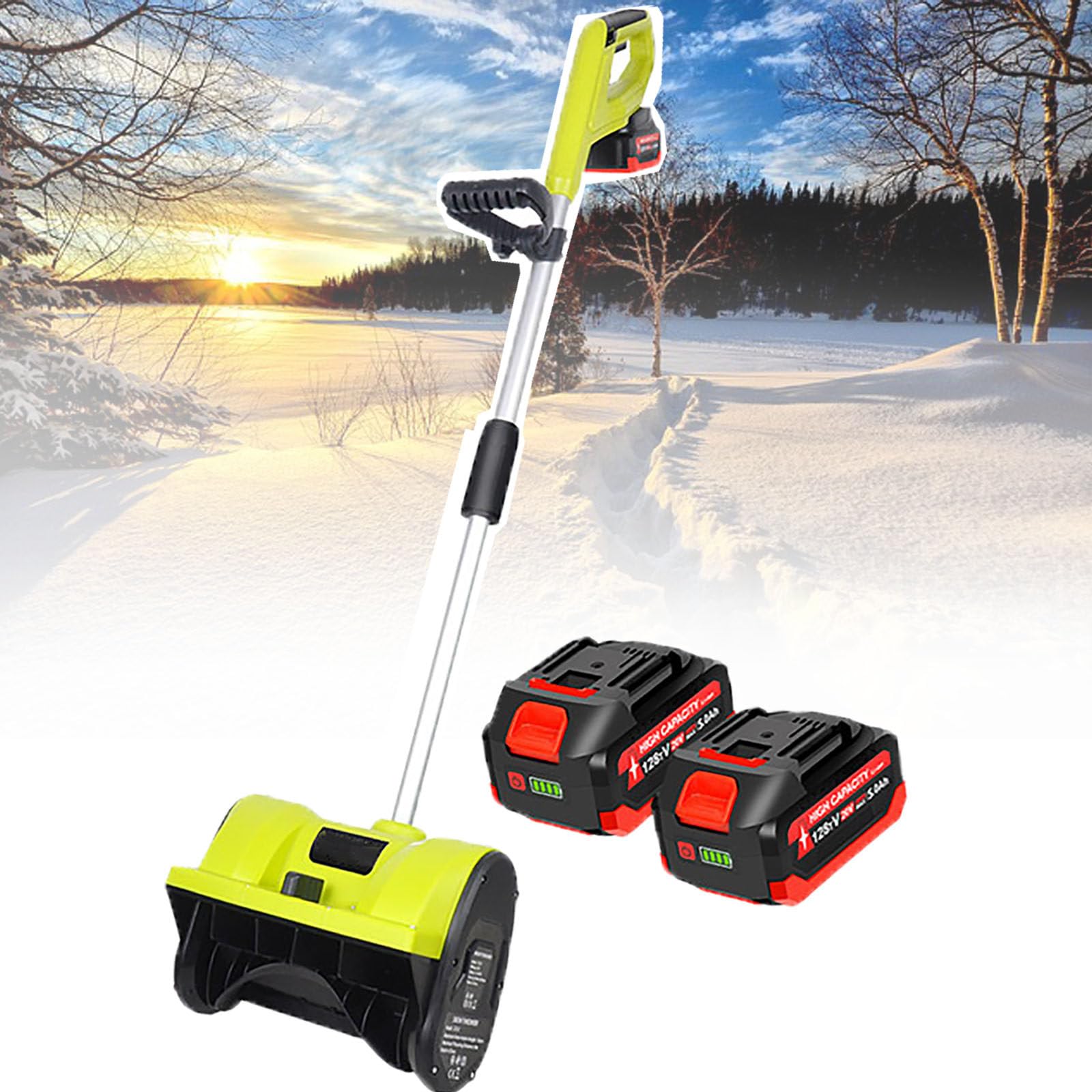 Spazzaneve Elettrico, Pala Elettrica Portatile Ricaricabile con Lancio a Lunga Distanza, Altezza di Lancio della Neve di 26 Pollici, per Cortili, Pareti Laterali, Portici