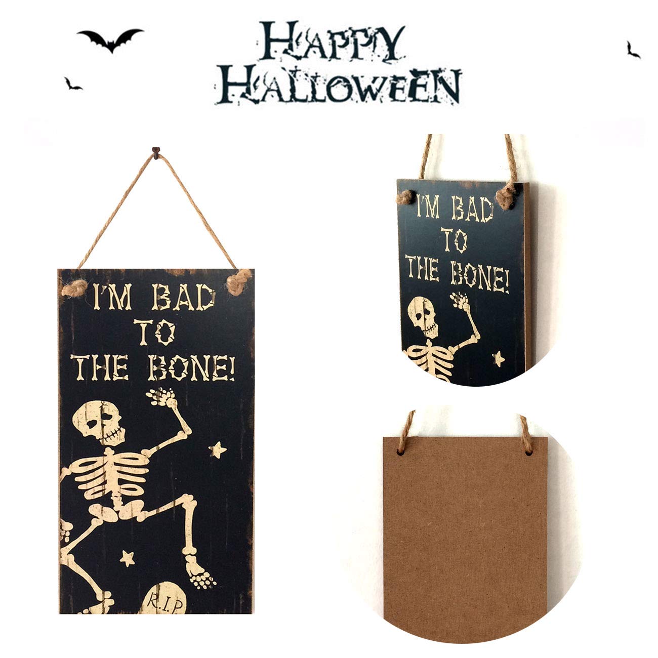 Acronde Halloween - Mini Cartel Decorativo De Madera Para Colgar