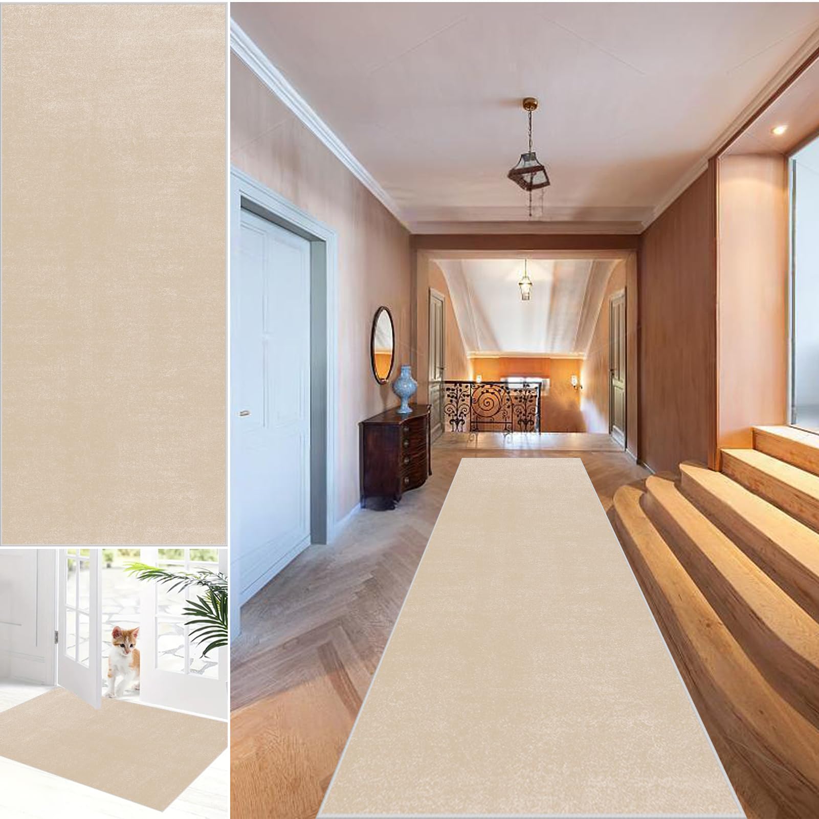 Fjhaeuo Carpet Runner for Hallway Non Slip Long Kitchen Runners Large Rugs Living Room, Short Pile Washable Rug Area Rugs for Bedroom Dining Room bathroom sink carpet 60 x 110 cm