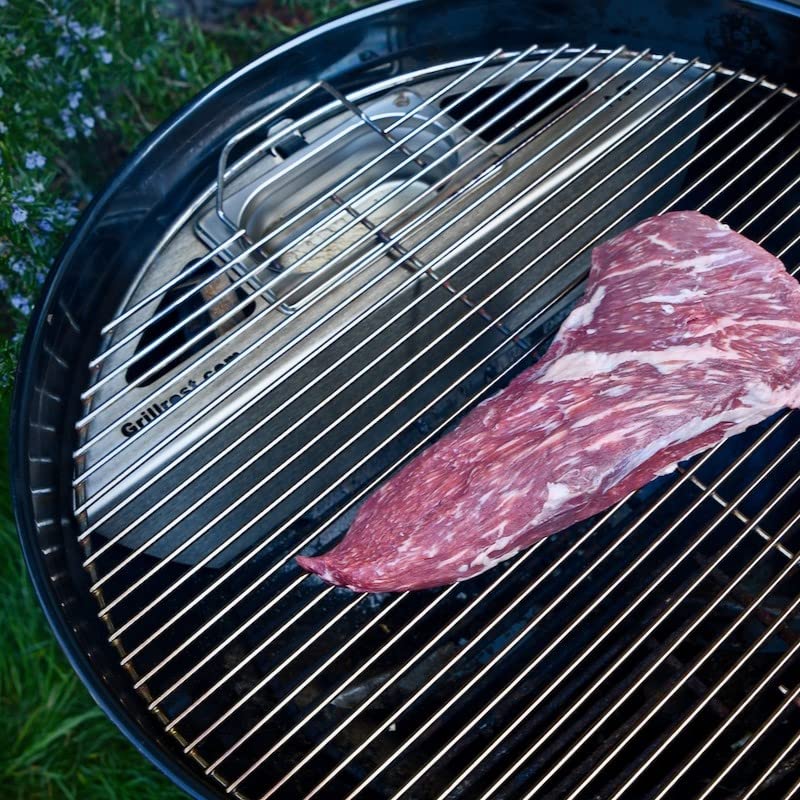 Grillrost.com Das Original Kugelsmoker für 50cm Rösle Kugelgrills - Mach einen Smoker aus deinem Kugelgrill - Edelstahl - 6