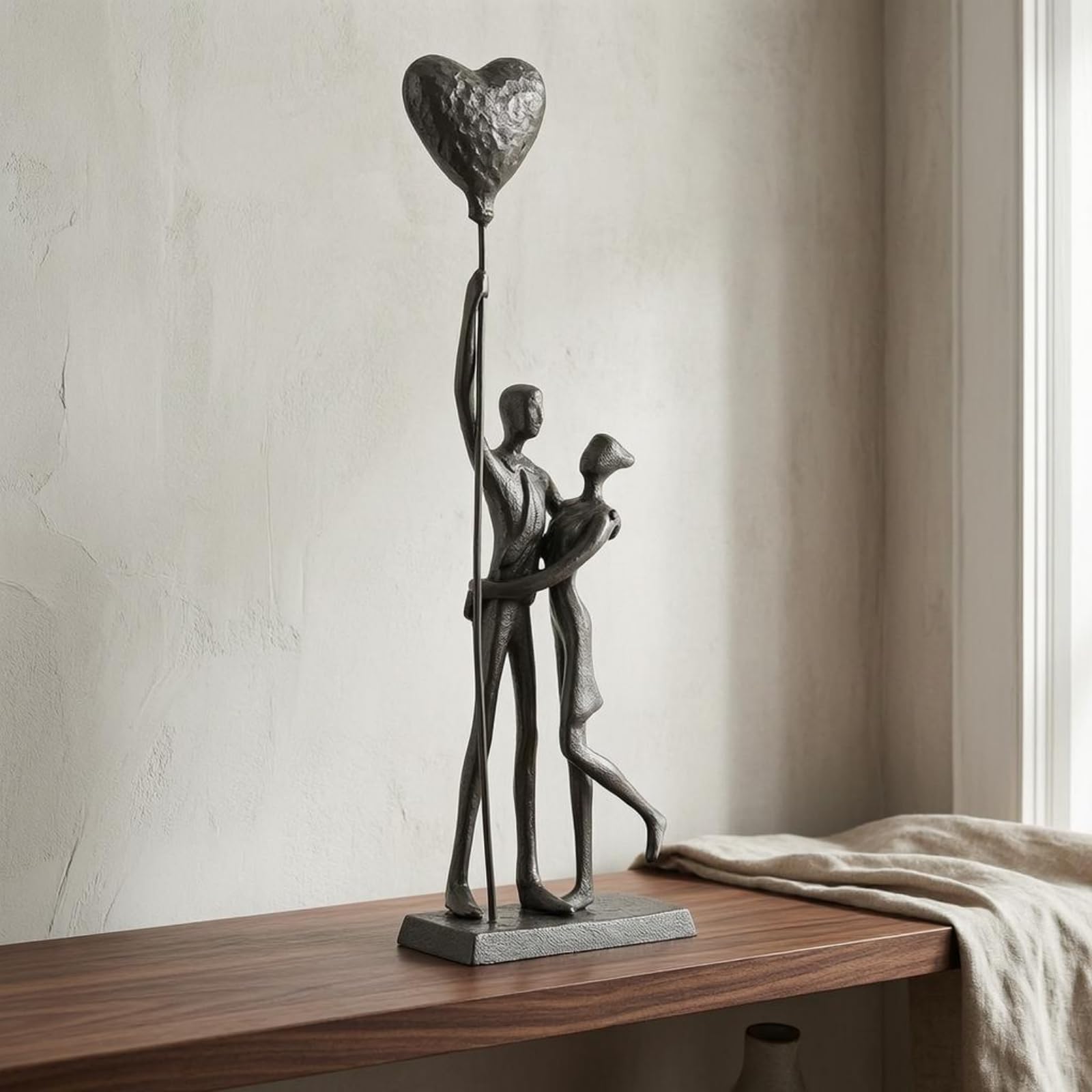 Colcolo Paarfigur Skulptur Metall Figur Deko Statue Ornament aus Eisen mit Freistehender Basis Und Kompaktem Format für Romantische Akzente Heimdekoration, Paar Auf Fahrrad