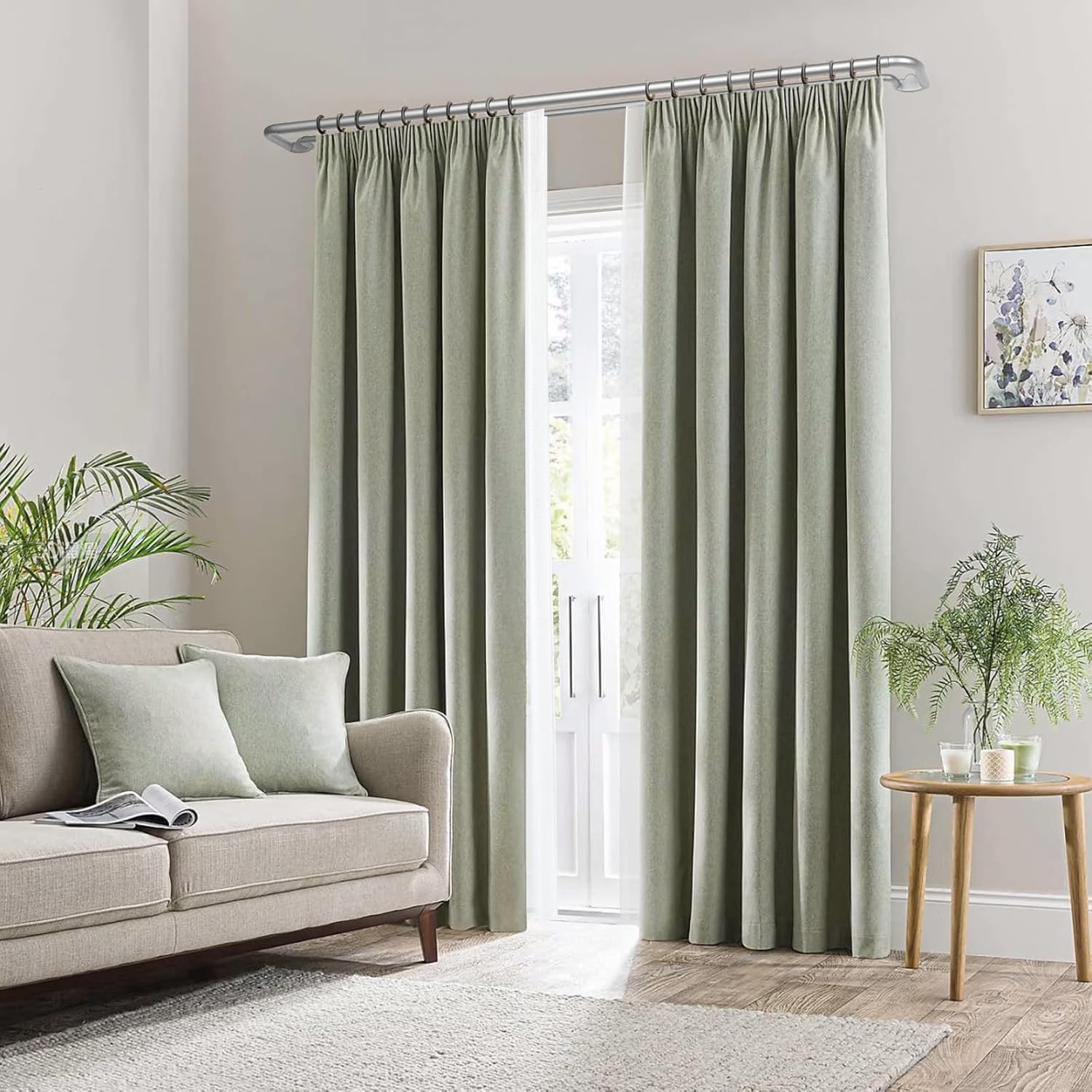 double curtain rods 32 to 58 inches, hotozon blackout double curtain rods for windows 20 to 54 inches (1.6-4.5 ft), 6/8 inches wrap around room darkening telescoping drapery rod, silver silver 32-58"