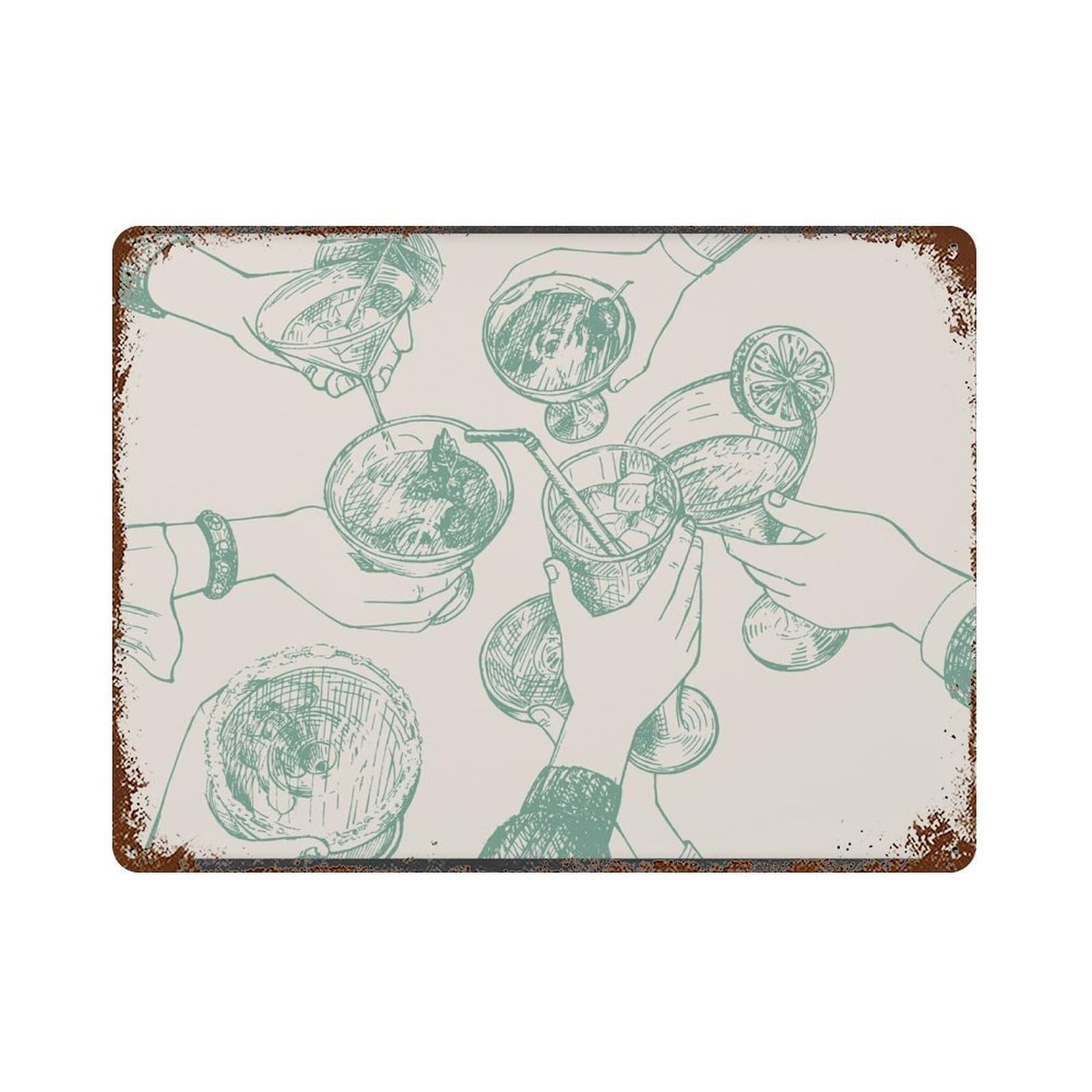 xiaoxiaoshen Mint Green Cheers Wall Decor Art Metal Tin Poster Modern Home Decor Art Home Bar Shop Decorations Vintage Sign 30x40cm