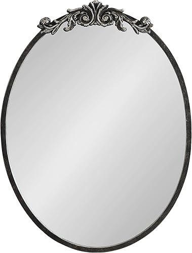 Miniatura 5 de Kate and Laurel Arendahl - Espejo de pared ovalado glamoroso adornado, 18 x 24, negro antiguo, hermoso espejo bohemio para pared