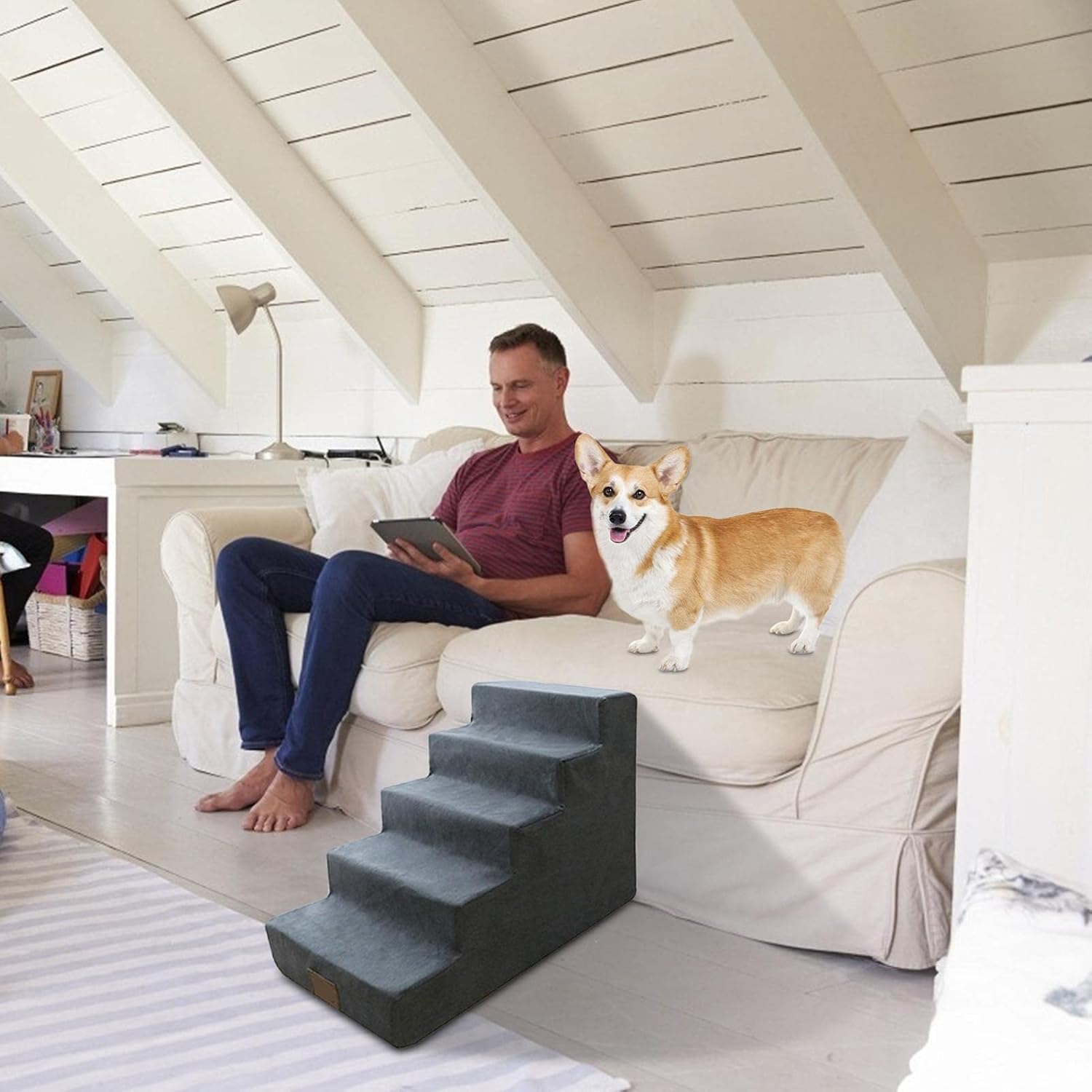 犬の階段 簡単な設置ペットのステップ掃除が簡単小さなペットのための安定した構造