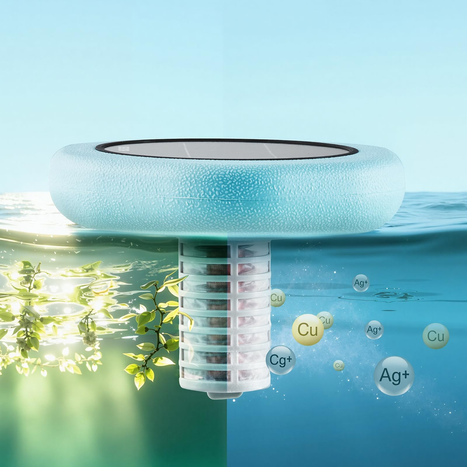 VEVOR Ionizzatore Solare per Piscina Purificatore per Acqua Piscina Purificatore Forma Esagonale max. 170343 L, Ionizzatore ad Energia Solare Galleggiante per Piscina SPA Vasca Idromassaggio