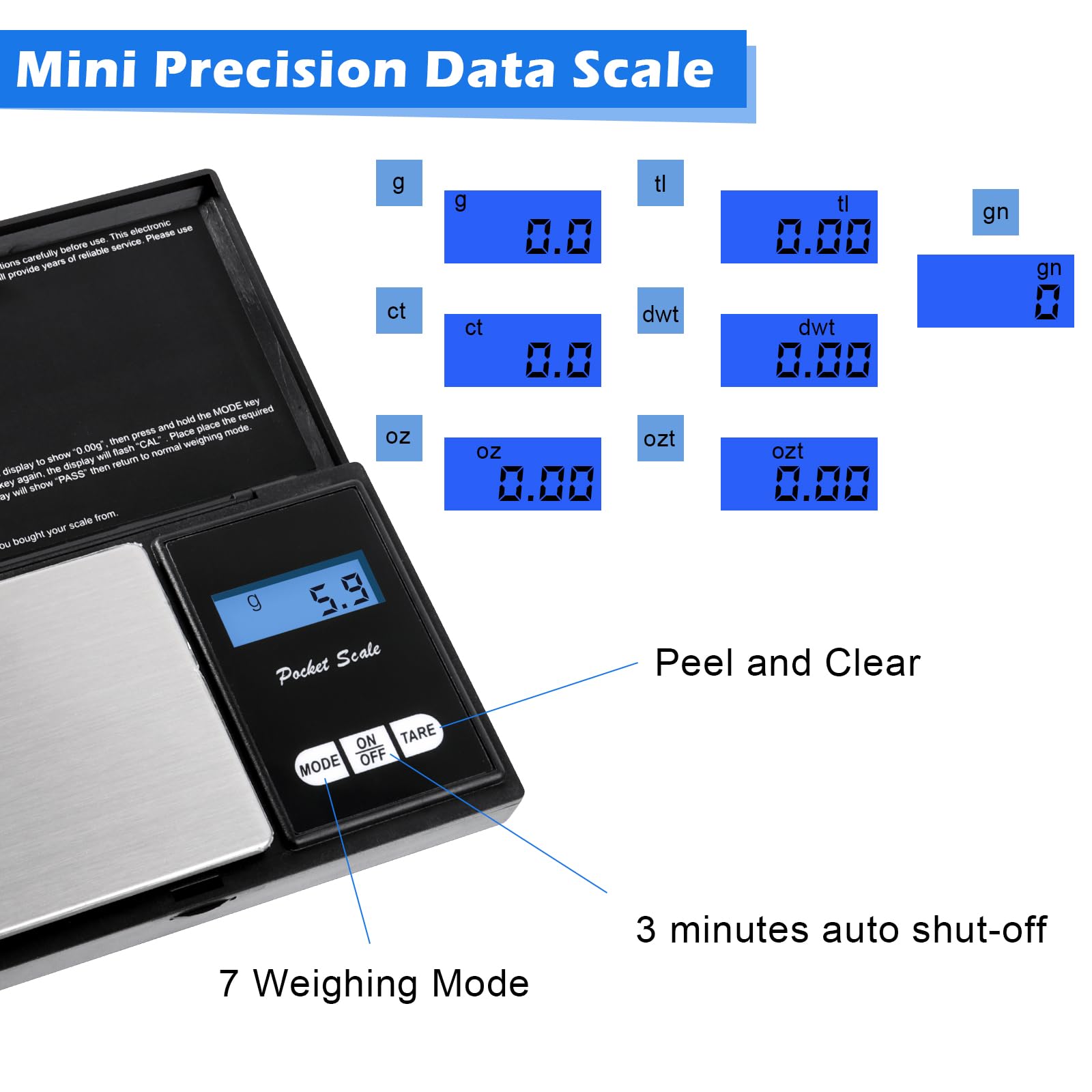 Bilancia di Precisione Digitale JOPHEK 500G/0,01G Portatile con Display LCD