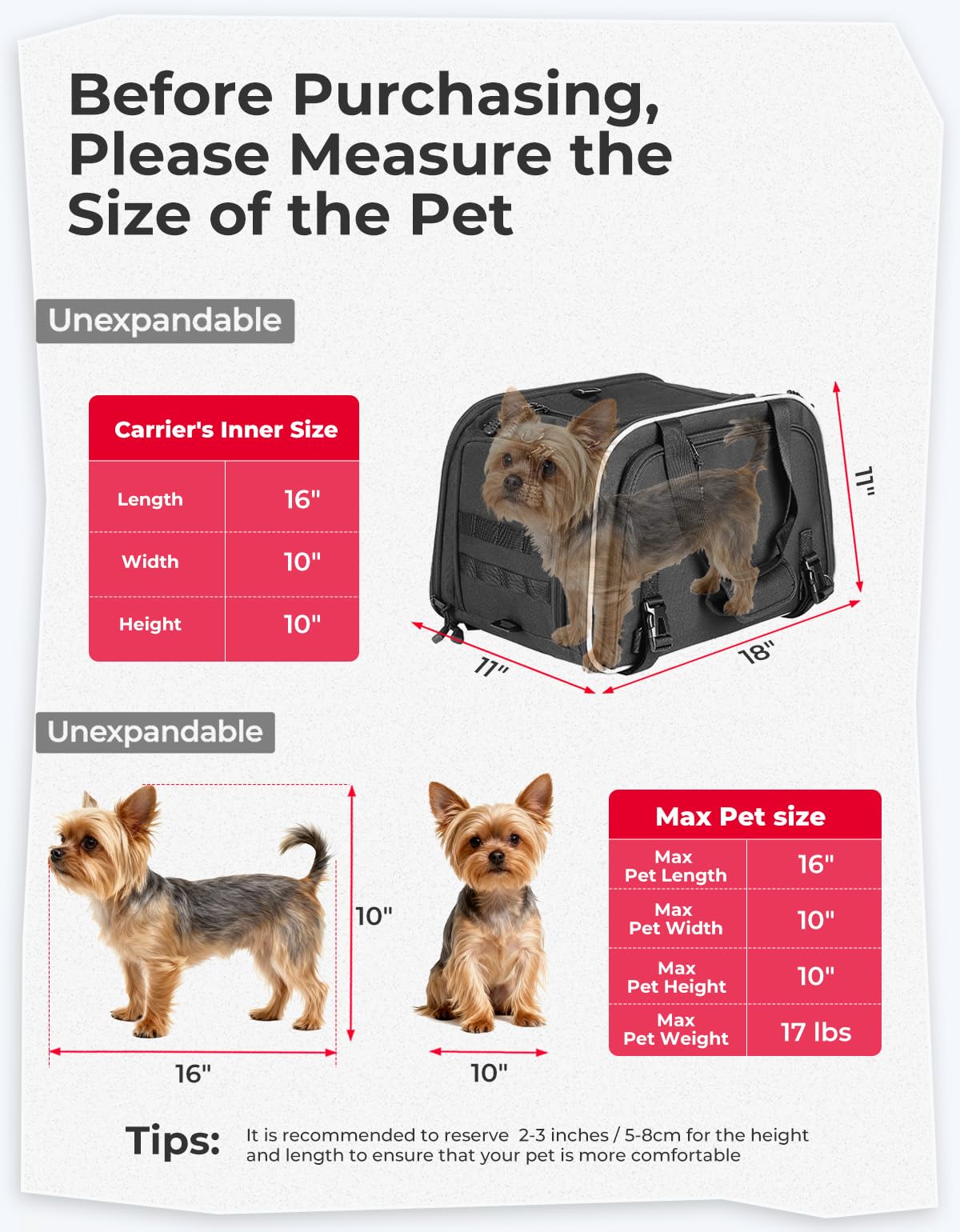 KEMIMOTO Trasportino per cani e gatti, trasportino per animali domestici, per cani e gatti, 9,1 kg, espandibile, portatile, pieghevole, con lati morbidi, per tour, cruiser, trike, auto, nero