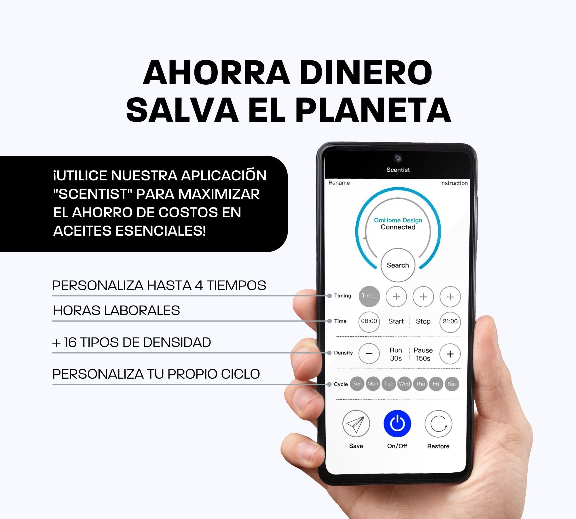 Difusor de Aromas y Aceites Esenciales Profesional | Controlado por Aplicación | Humidificador y Purificador Aire | Absorbe Olores | Regalo Ideal, Negro, 300m3, Aluminio