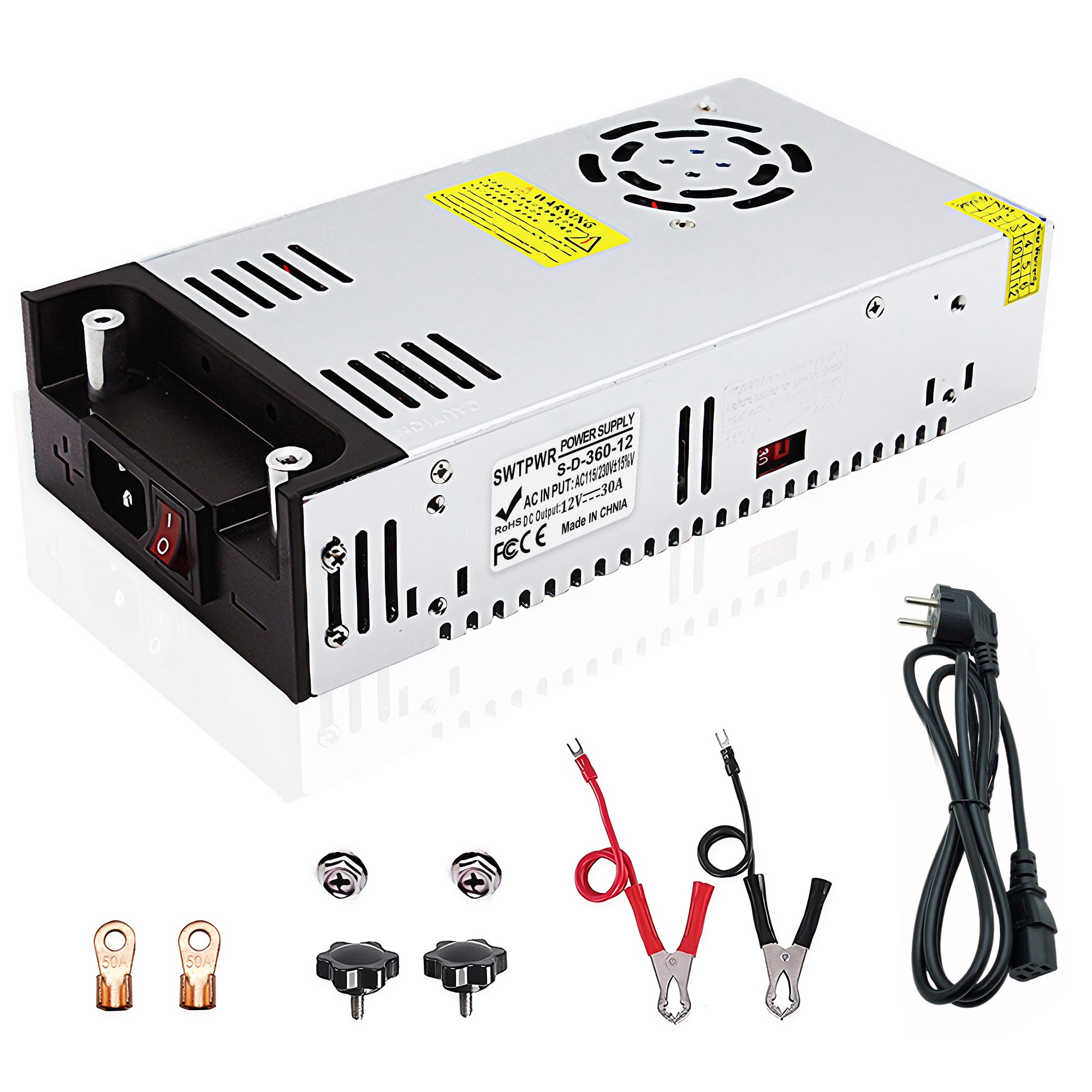 Fuente de alimentación (12 V, 50 A, 600 W, transformador de 110 V, CA a CC, transformador industrial para banda luminosa LED, CCTV Radio SMPS (DC12 V, 30 A, 360 W)