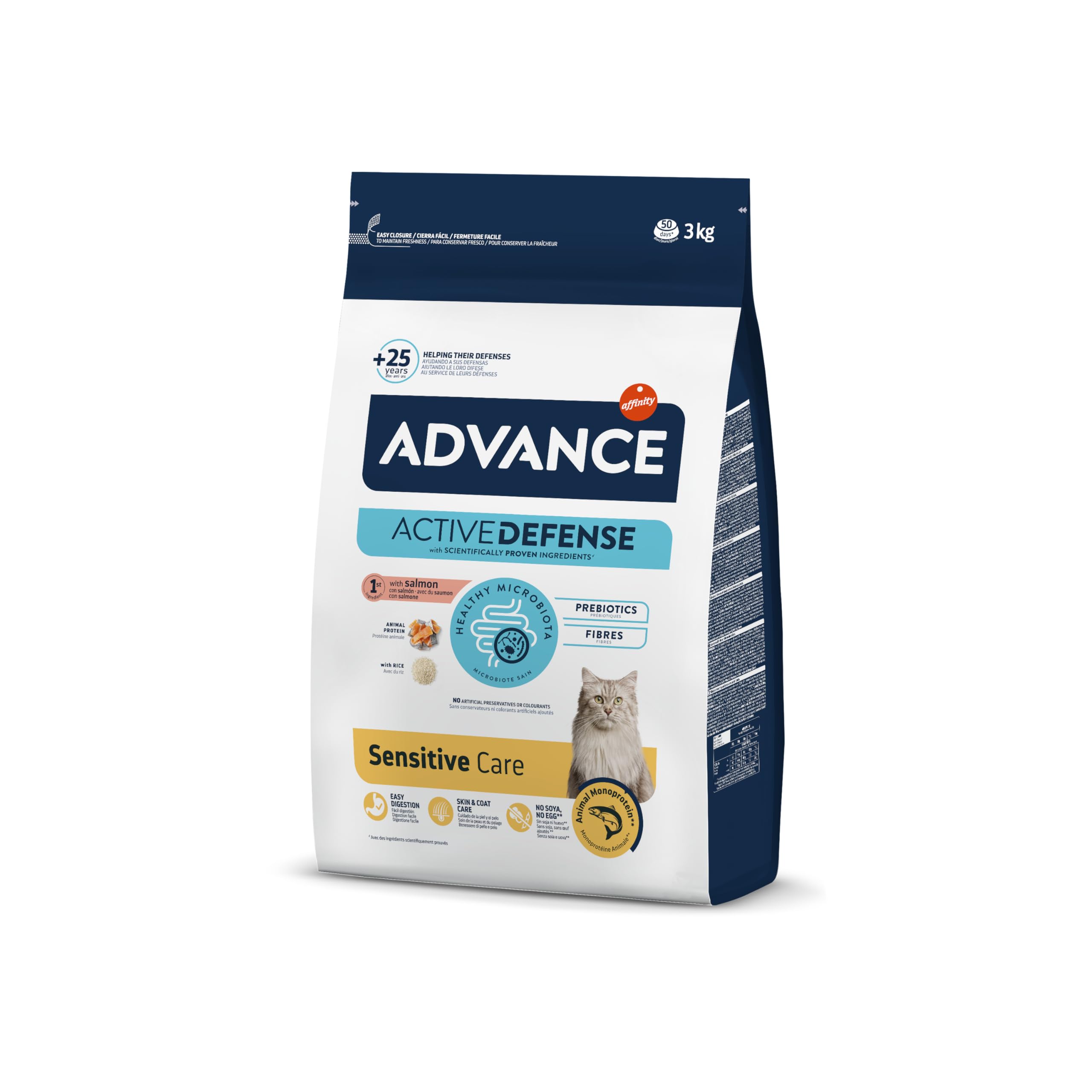Advance Cat Adult Sensitive, Pienso para Gatos Adultos con Sensibilidades Digestivas con Salmón, 3kg