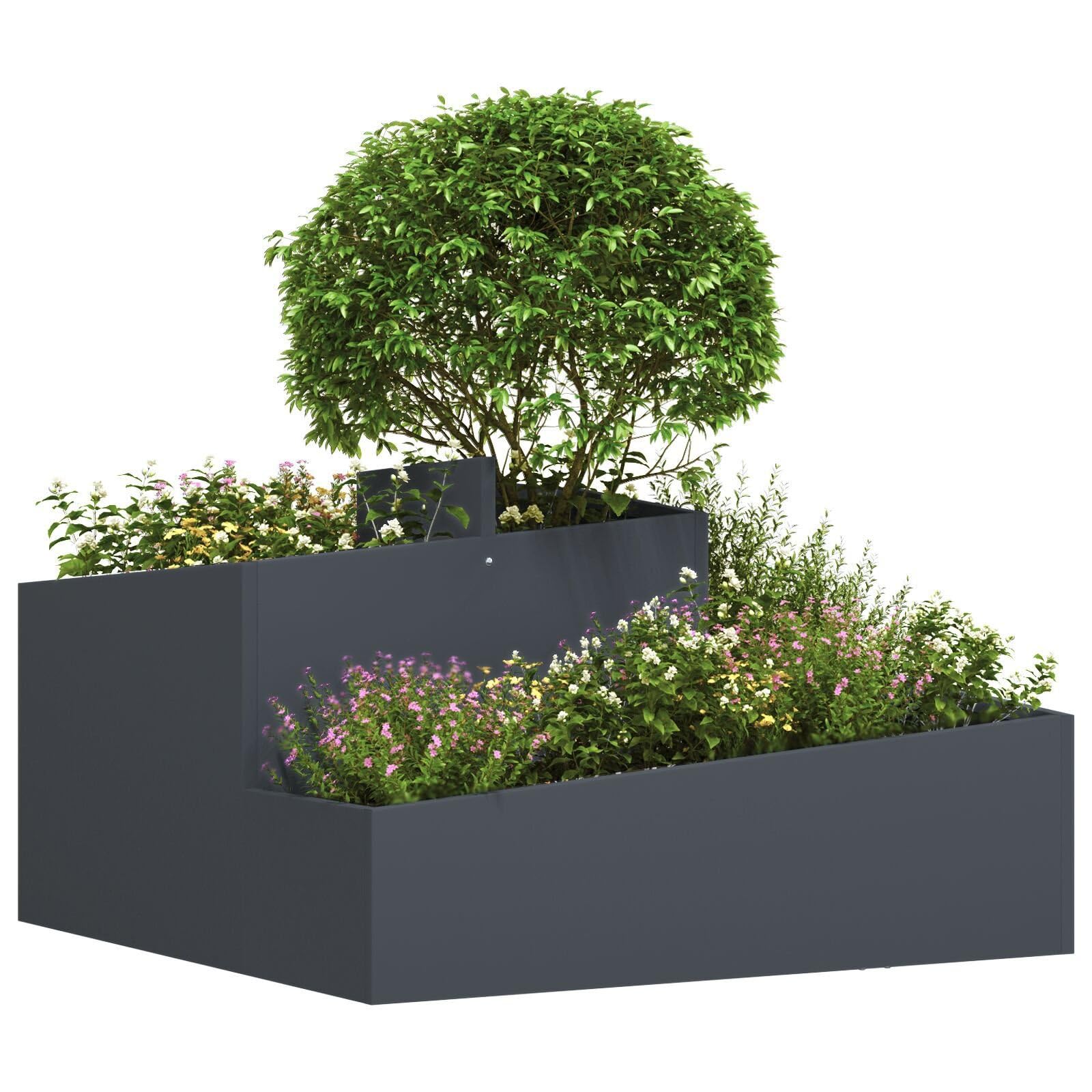 Antracyt 80 x 80 x 50 cm syntetyczna skrzynka na kwiaty do wnętrz i na zewnątrz, minimalistyczny prostokątny design, odporny na promieniowanie UV i warunki atmosferyczne, łatwa pielęgnacja,